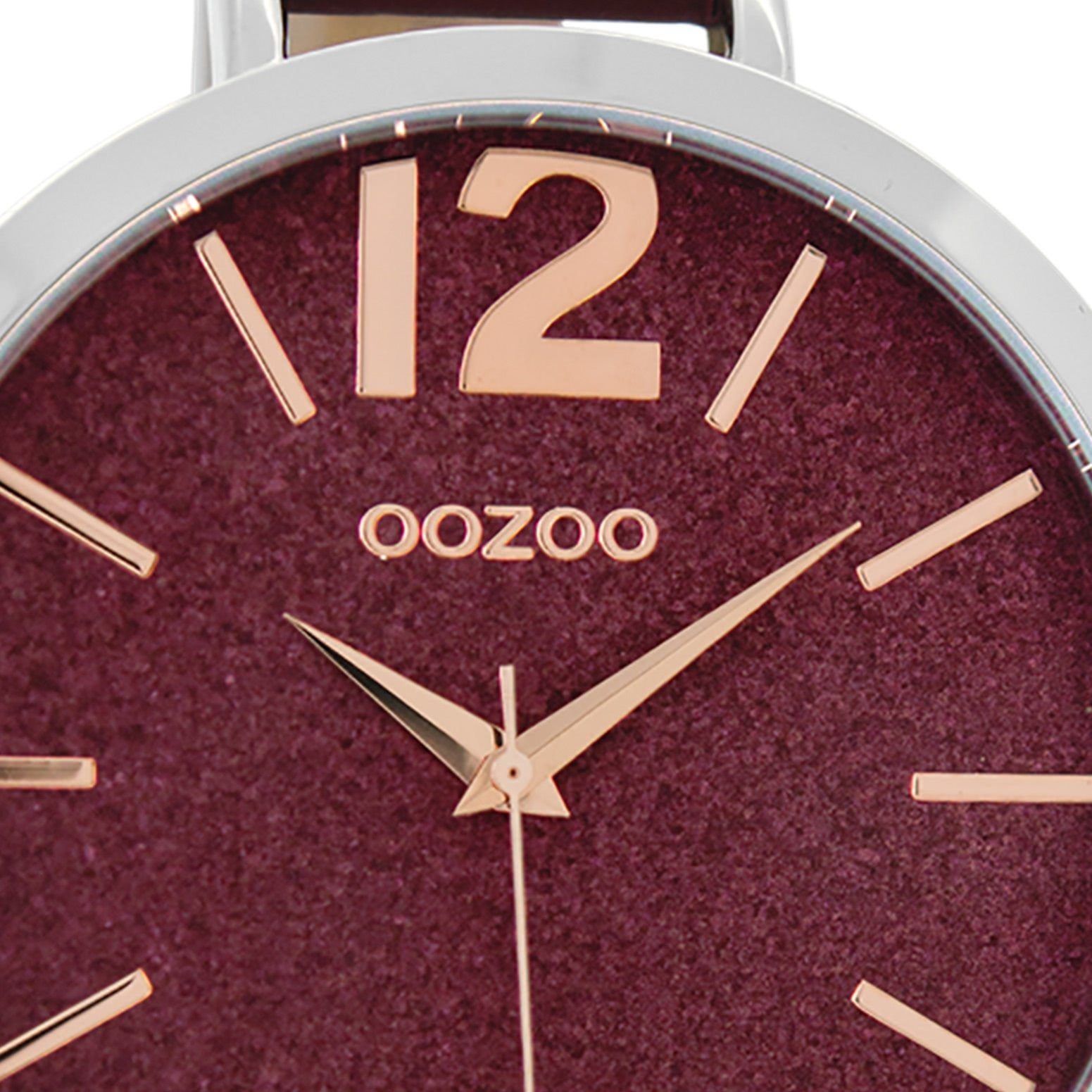 OOZOO Quarzuhr Oozoo Armbanduhr (ca. extra Lederarmband, Damen rund, groß Fashion-Style silber, Damenuhr 48mm)