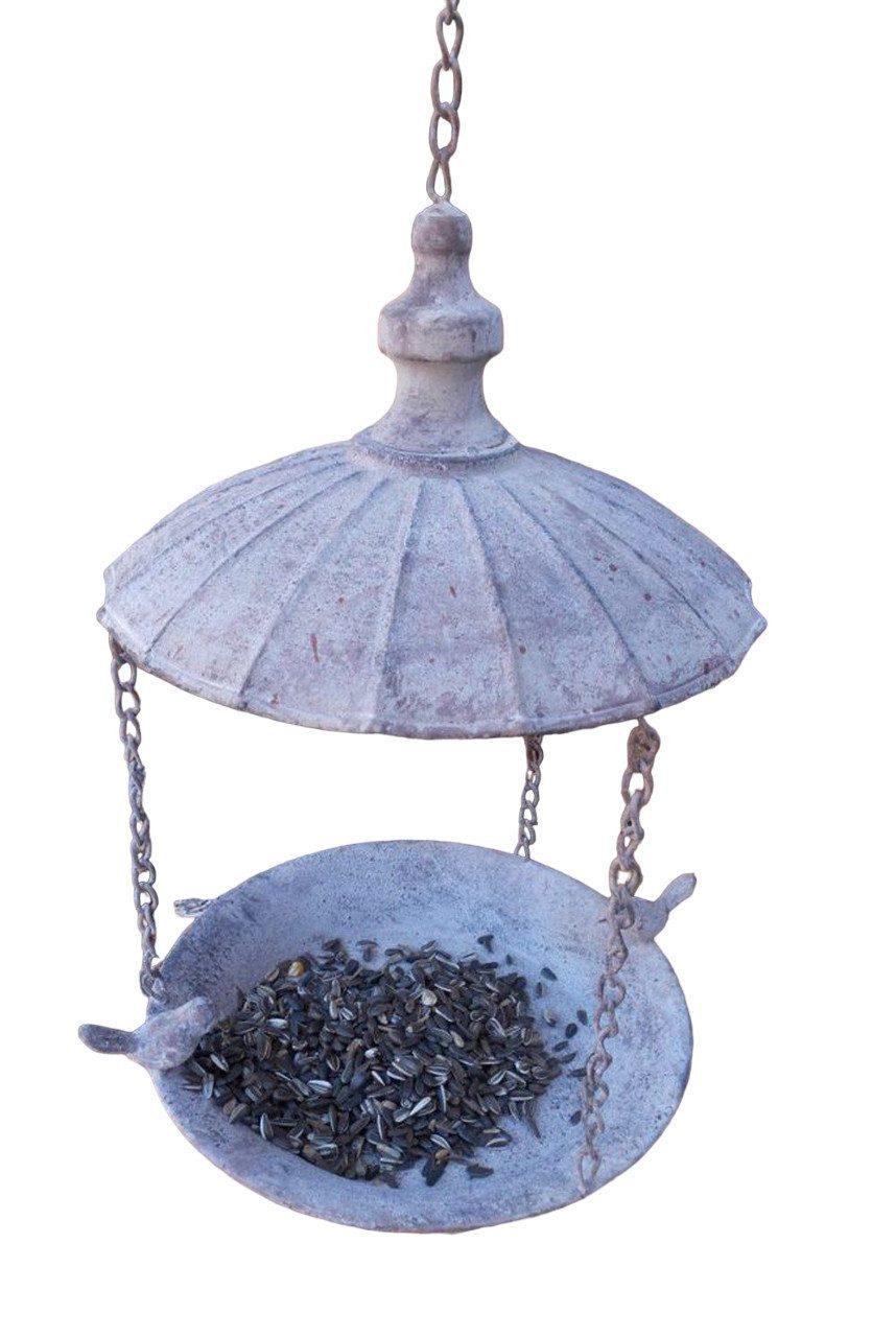Deko-Impression Vogeltränke Großes Vogelfutterhaus z.Hängen Futterstelle Vogelvilla Eisen grau