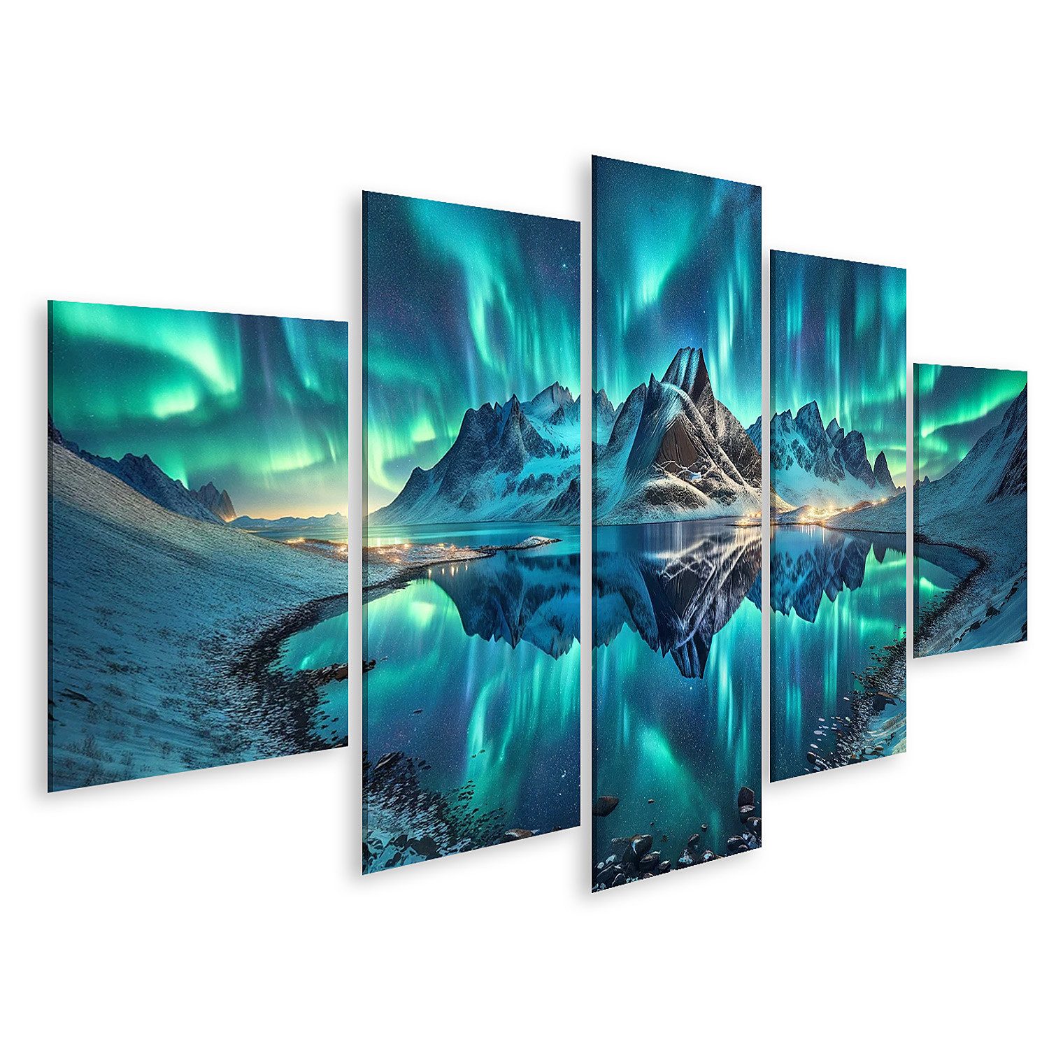 islandburner Leinwandbild Polarlichter über Nachtlandschaft atemberaubend günstig online kaufen