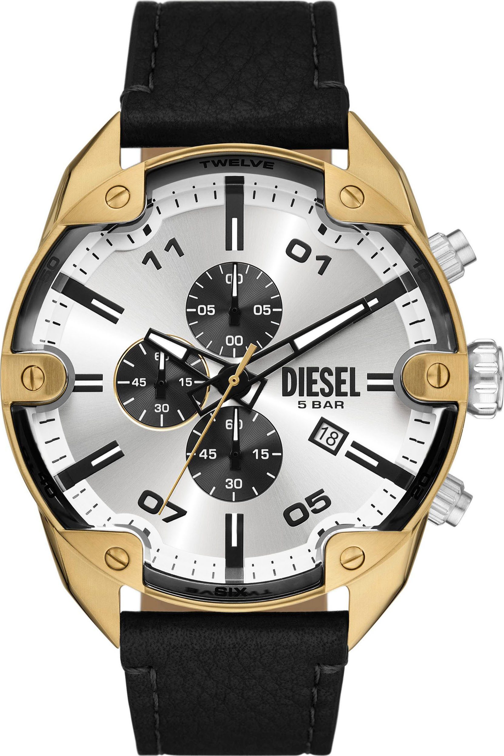 Diesel Chronograph SPIKED DZ4671, Armbanduhr, Herrenuhr, Lederarmband, Quar günstig online kaufen