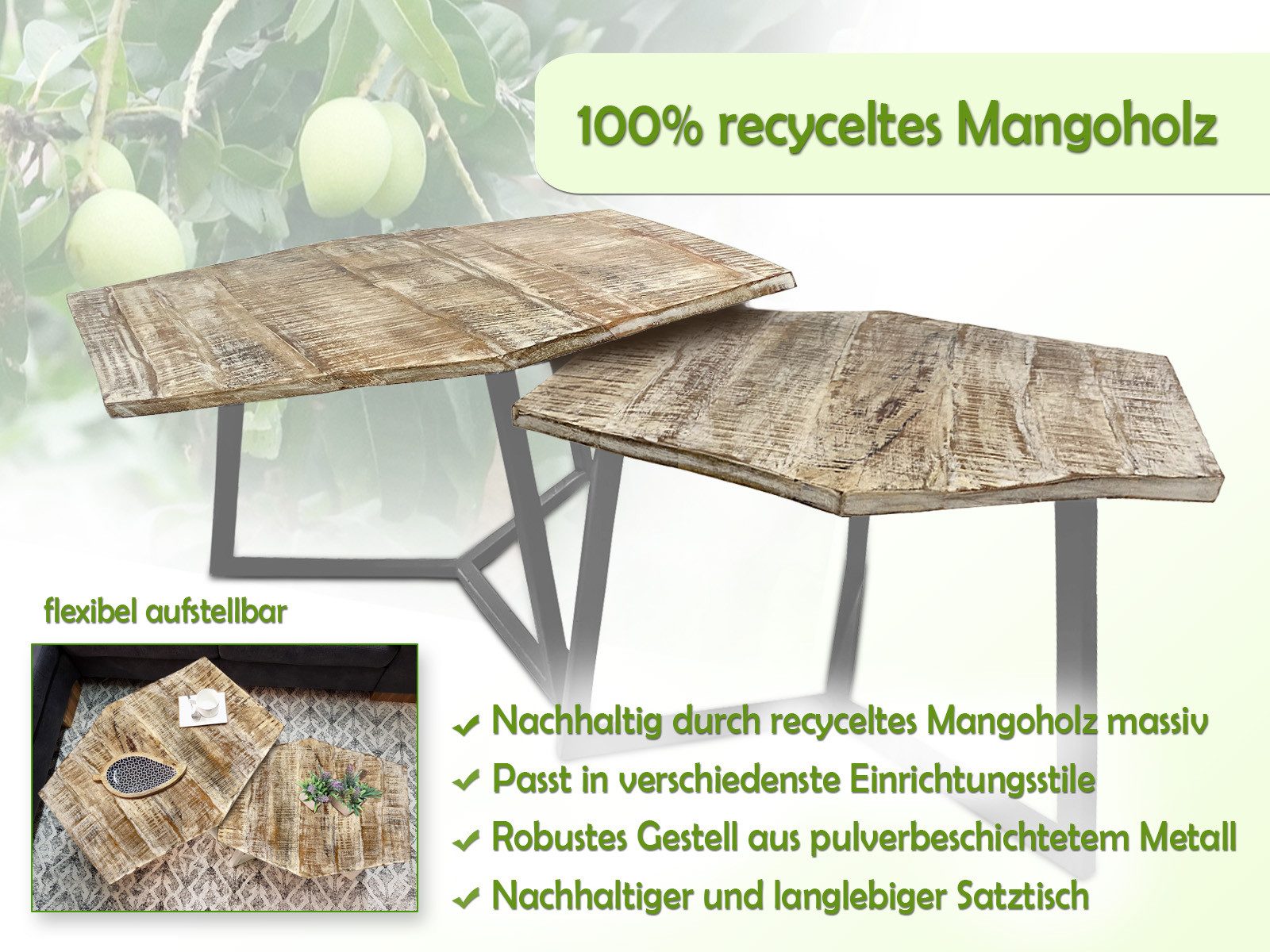 Amagohome Couchtisch Couchtisch Set 2 Stück günstig online kaufen