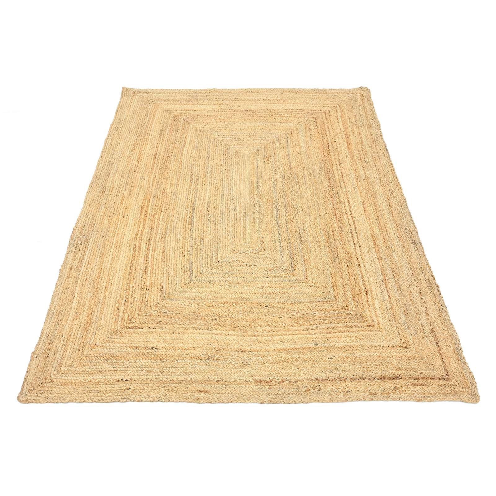 TaraCarpet Teppich Jute Durry Sumakh Flachgewebe Boho Modern, rechteckig, Höhe: 5 mm, schöner Jute Teppich Sisal optik natur Wohnzimmer 60x110