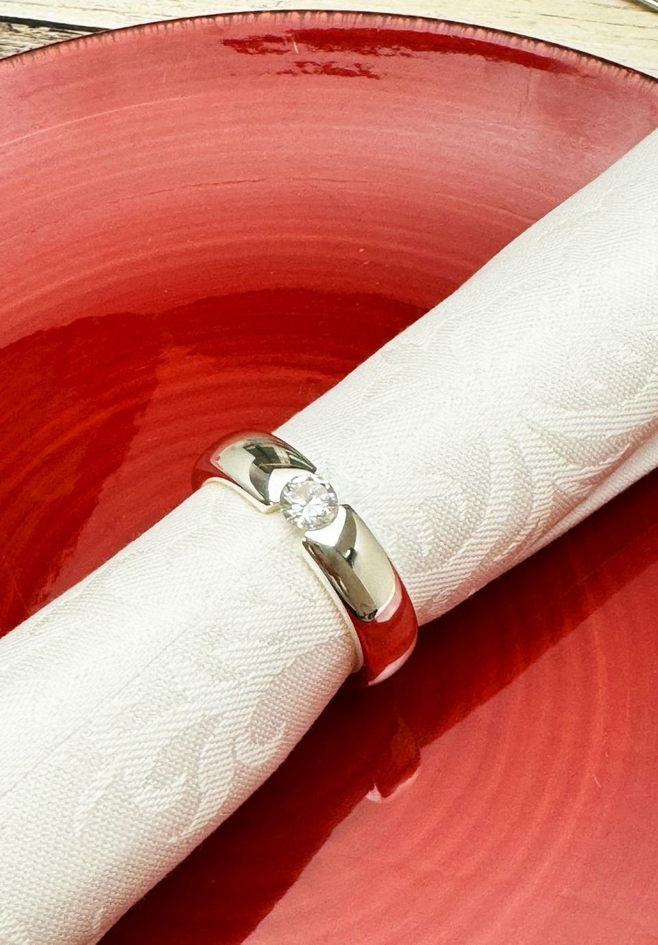 Libusch® Serviettenring mit Stein, 2-er Set, Hochzeit, Geschenk, massiv, versilbert, (Set, 2-tlg., 2), rund, hochglanzpoliert & anlaufgeschützt