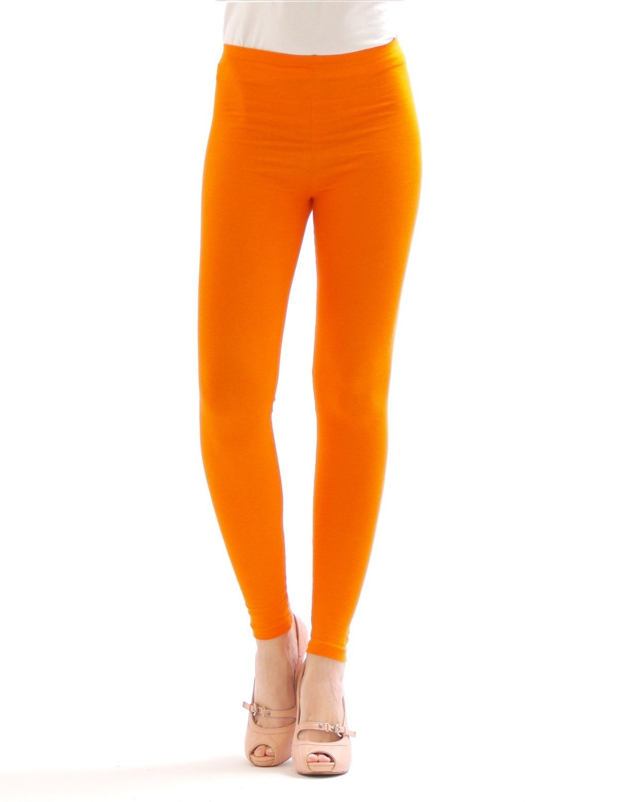 SYS Leggings Damen lange Leggings lang Baumwolle Hose Wäsche Hauteng orange