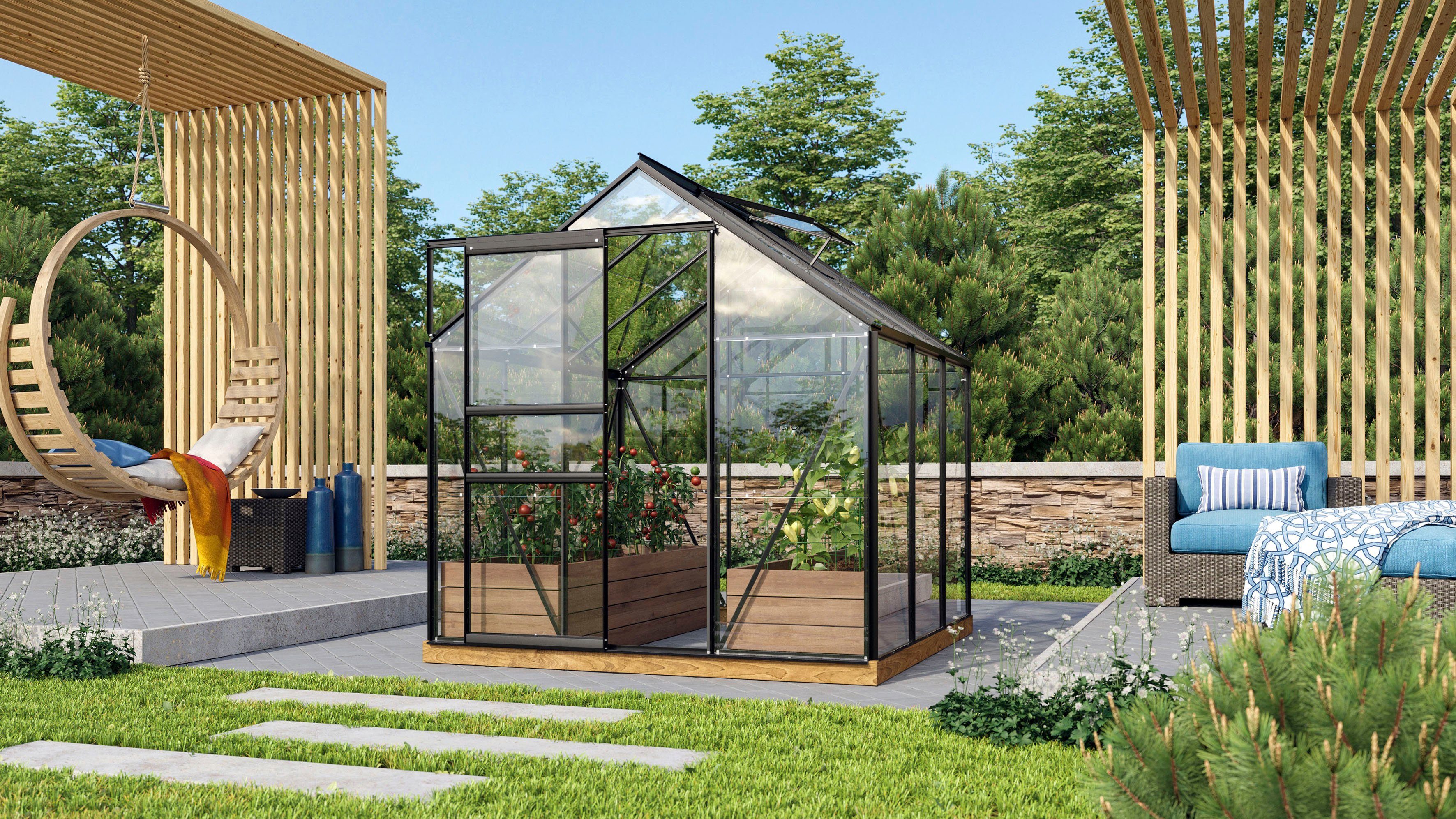 Vitavia Gewächshaus Venus 3800, BxTxH: 195 x 195 x 197 cm, 3 mm Wandstärke, Alu-Profile, 3 mm Sicherheitsglas