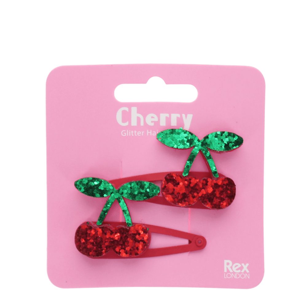 Rex London Haarspange Glitzer Kirsche, Set, 2-tlg., Haarklammer, ca. 5,2 x 2,9 x 0,5 cm