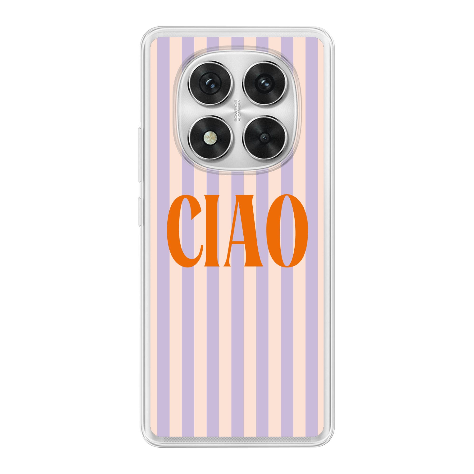 MuchoWow Handyhülle für Xiaomi Redmi Note 14 Pro+ Ciao - Zitat - Pastell - Streifen, Handy Case, Silikon, Bumper Case Dünn