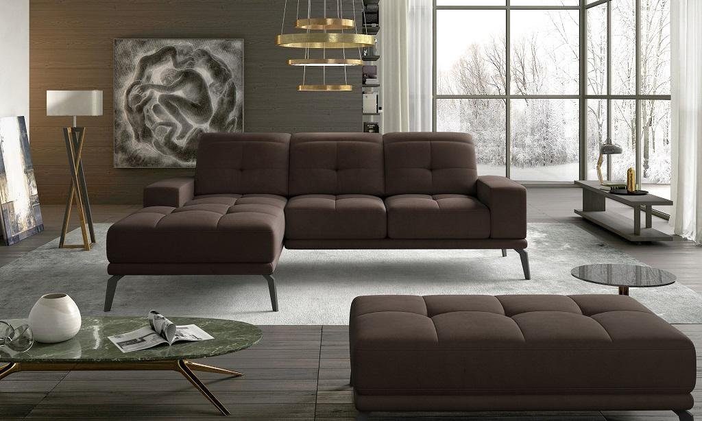 L-Form Garnitur Stoff Europe Hellbraun in Graues JVmoebel Ecksofa Designer Ecksofa Sitz Wohnlandschaft, Made