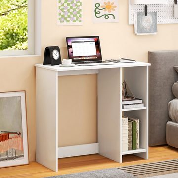 COSTWAY Schreibtisch, mit 2 Fächern, für kleine Räume, bis 130kg, 80x40x74cm