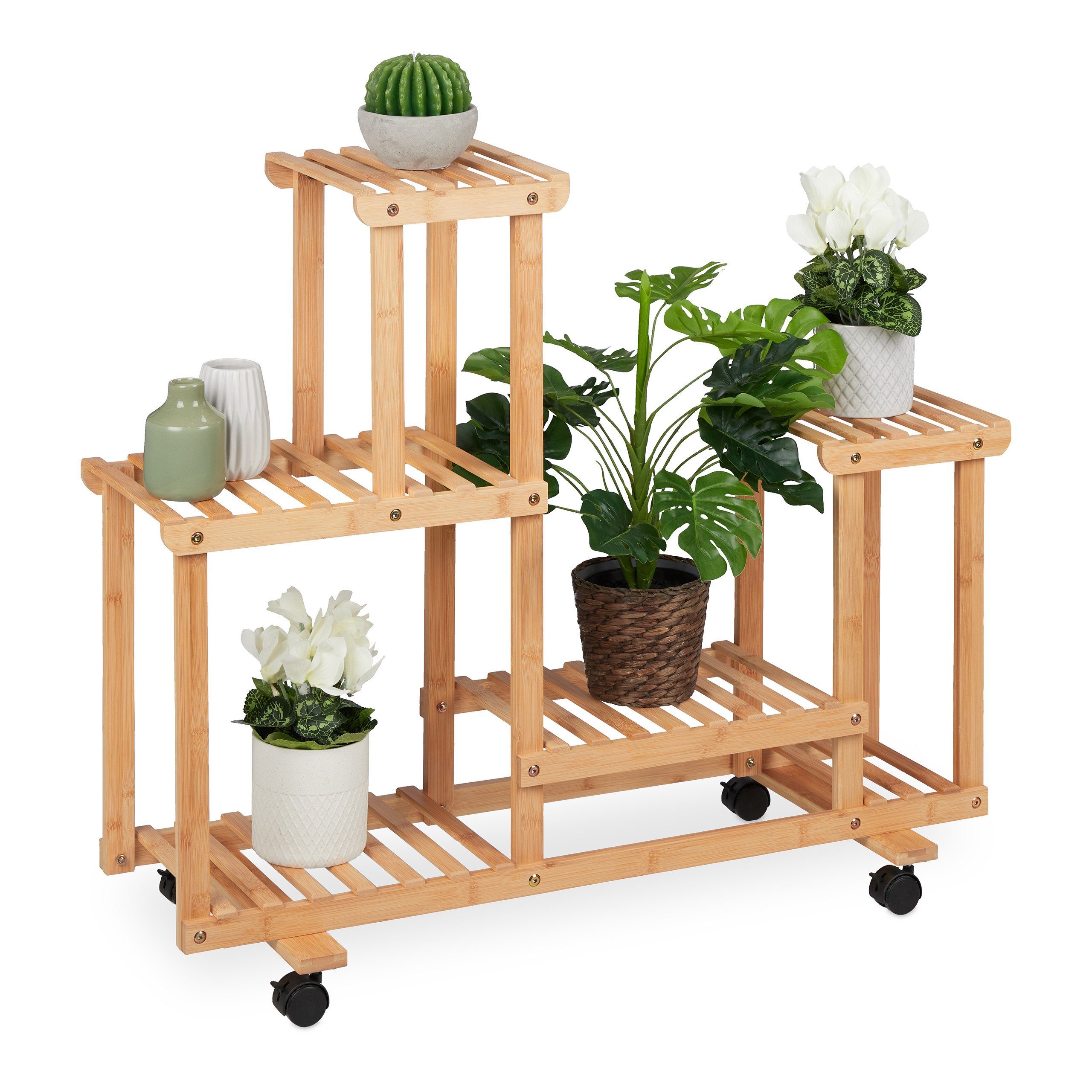 relaxdays Blumenständer Pflanzenregal Bambus günstig online kaufen