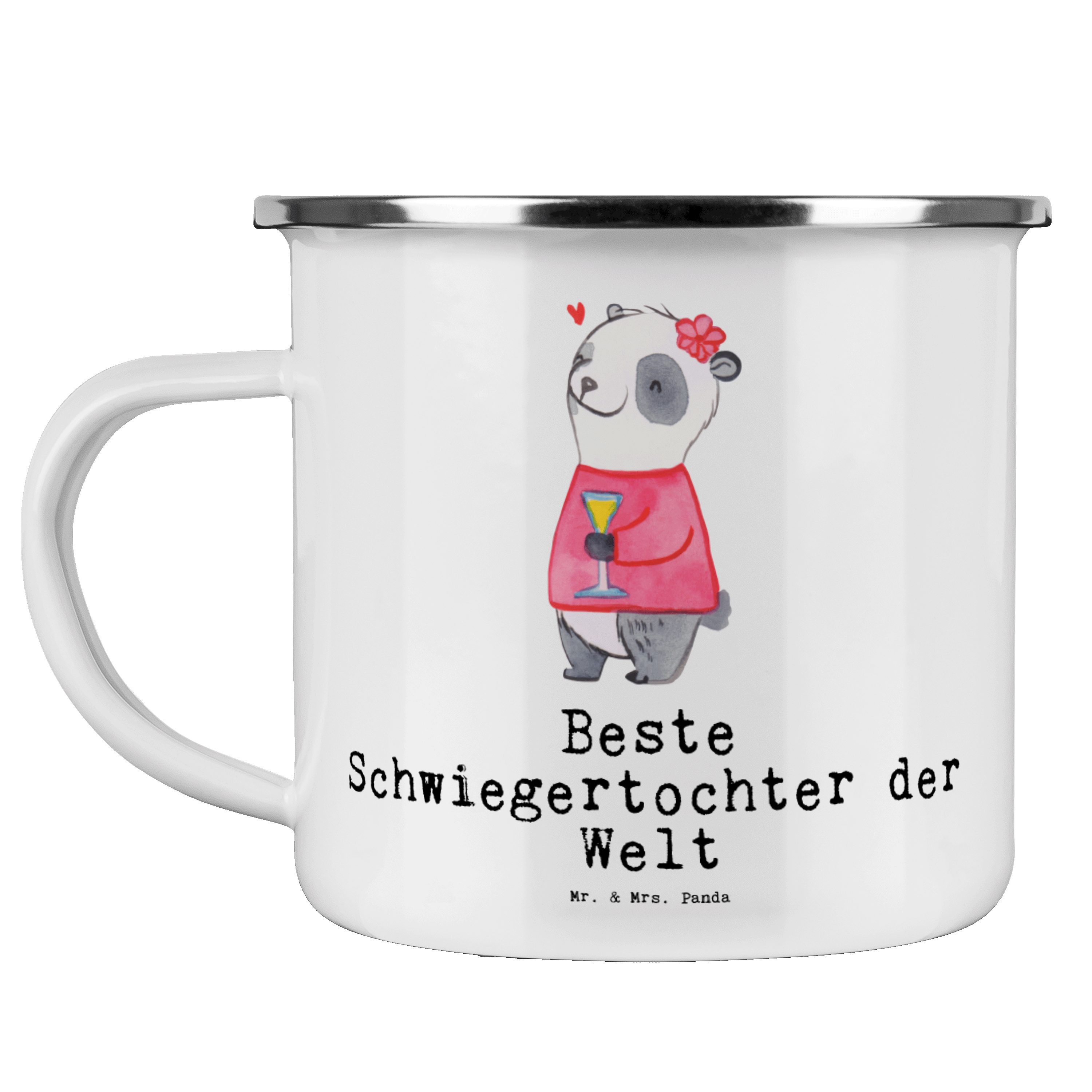 Panda Weiß Mrs. Schwiegertochter Welt Emaille & - Outdoor Mr. Beste Tass, - der Becher Panda Geschenk,