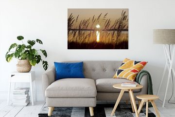 Pixxprint Leinwandbild Gräser bei Sonnenuntergang, Gräser bei Sonnenuntergang (1 St), Leinwandbild fertig bespannt, inkl. Zackenaufhänger