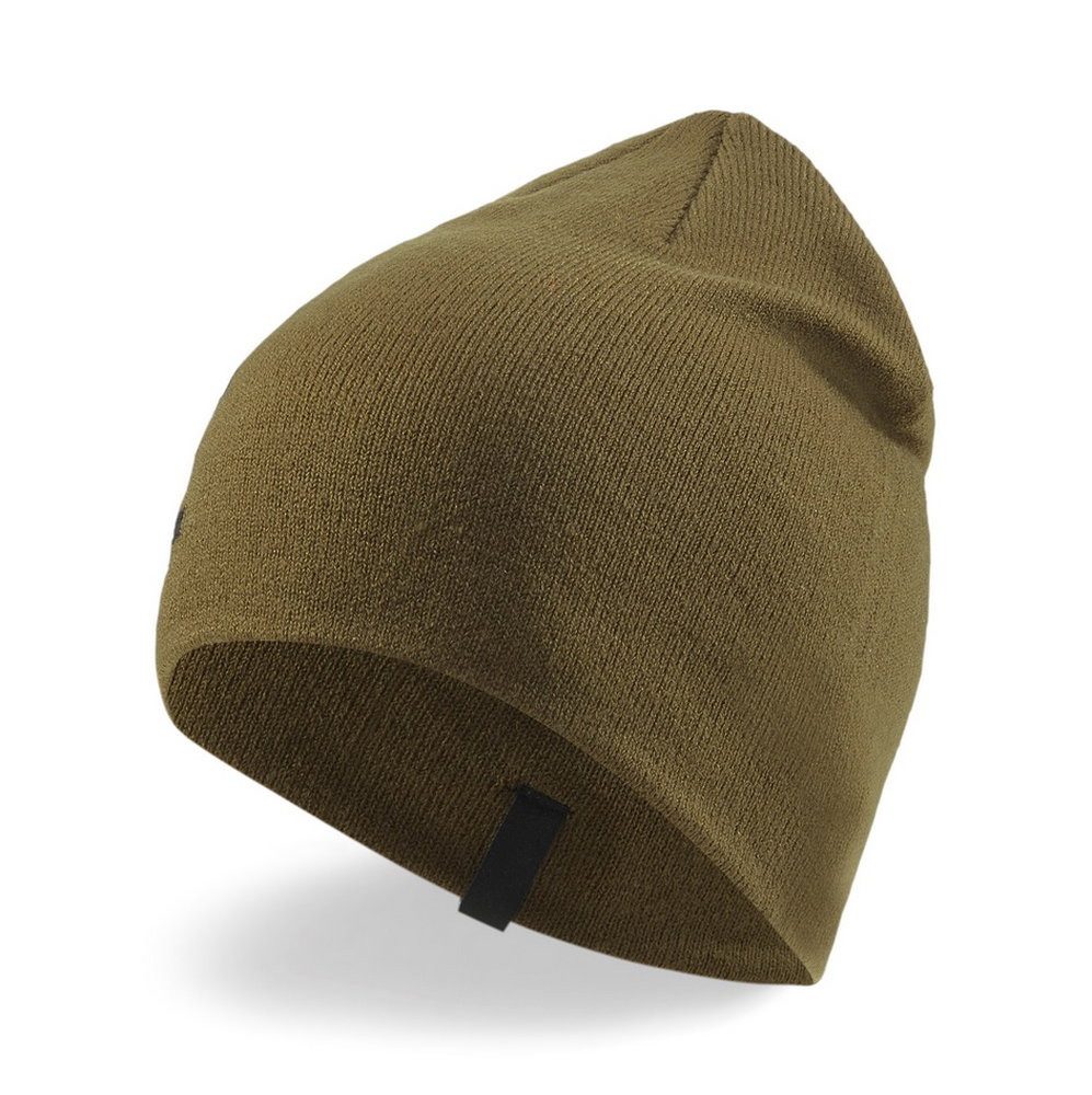 PUMA Strickmütze (Beanie) Classic Cuffless mit Schriftzug - olivegrün - 1 Stück