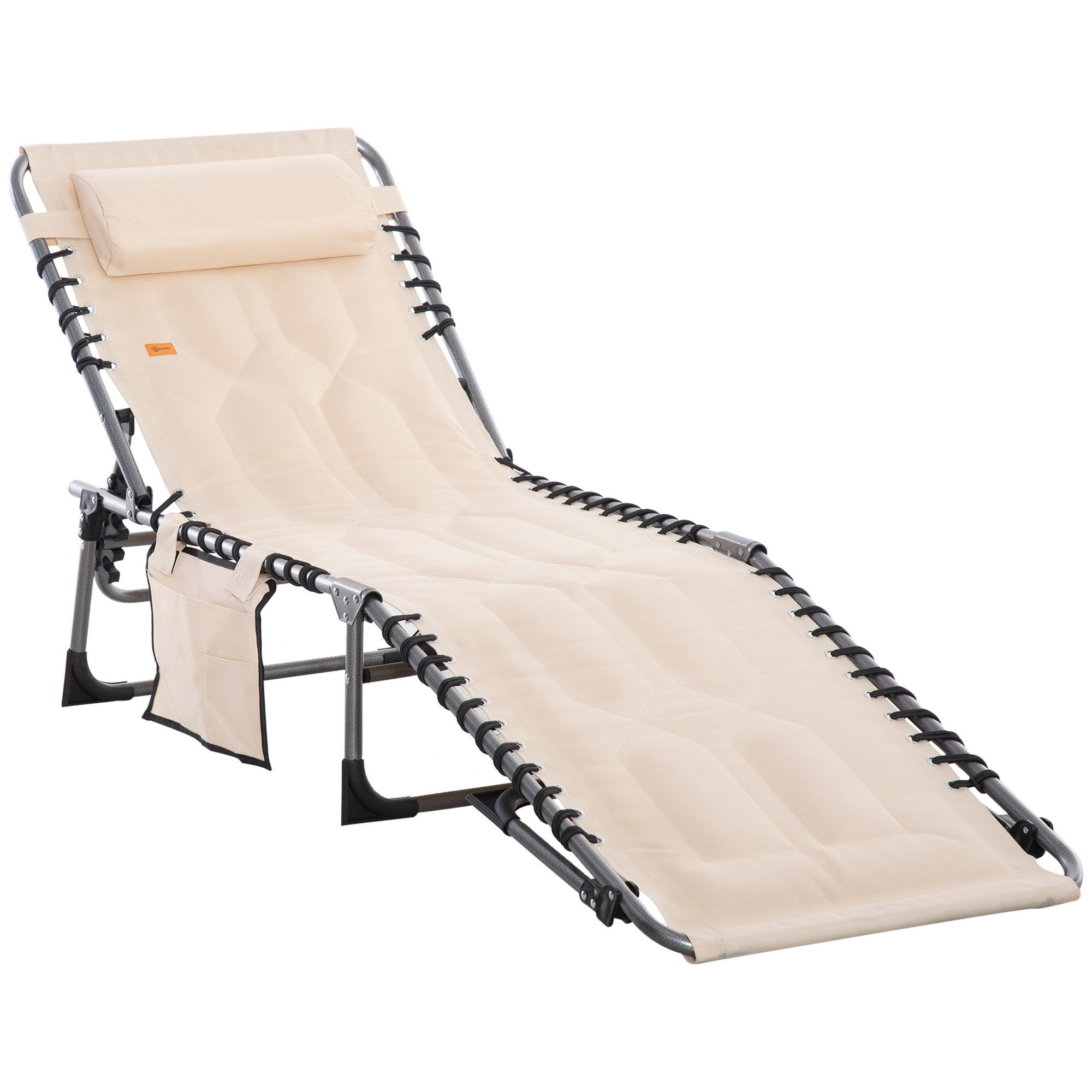 Outsunny Gartenliege mit Kopfkissen, Seitentasche, 5-Fach günstig online kaufen
