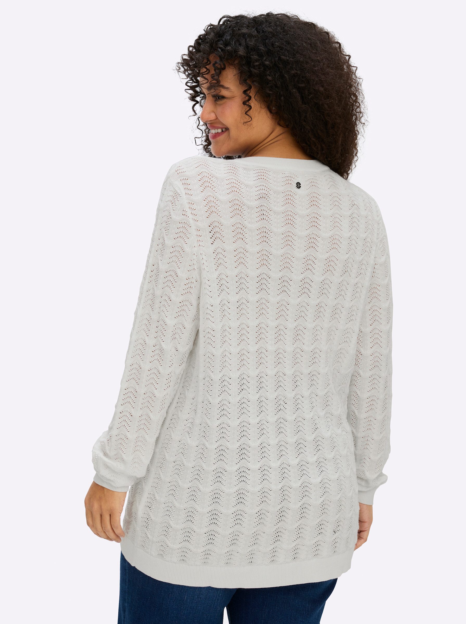 Sheego Strickpullover Pullover Langarm Ajour