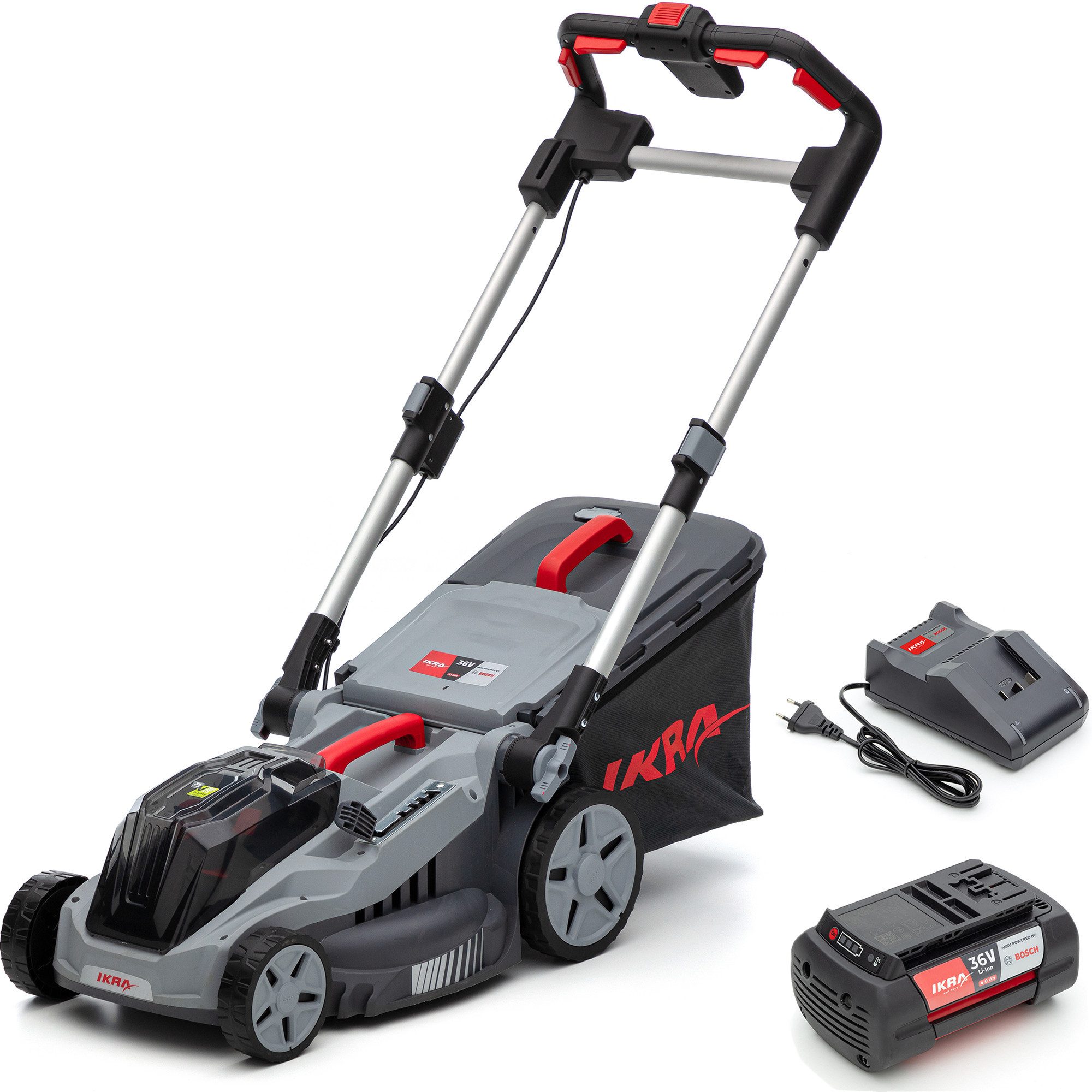 ikra GmbH Akkurasenmäher IB-LM 38, 38 cm Schnittbreite, kompatibel mit BOSCH 36V