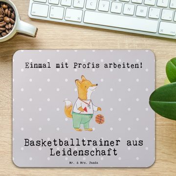 Mr. & Mrs. Panda Mauspad Basketballtrainer Leidenschaft - Grau Pastell - Geschenk, Einzigartig (1-St), Rutschfest