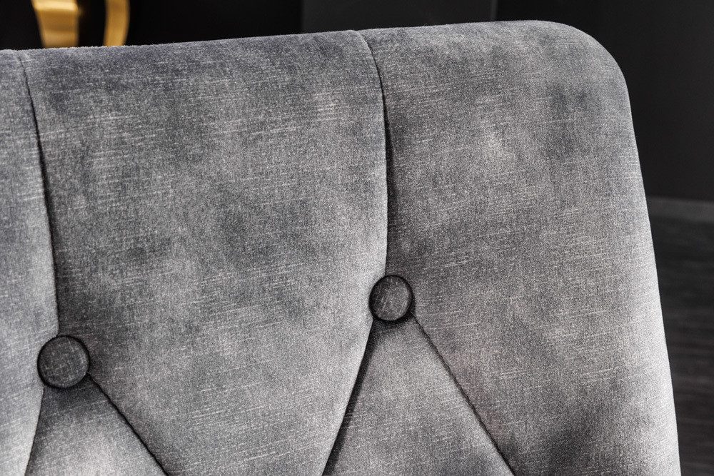 riess-ambiente Polsterstuhl MODERN BAROCK grau / gold (Einzelartikel, 1 St), Esszimmer · Samt · Metall · Chesterfield-Steppung