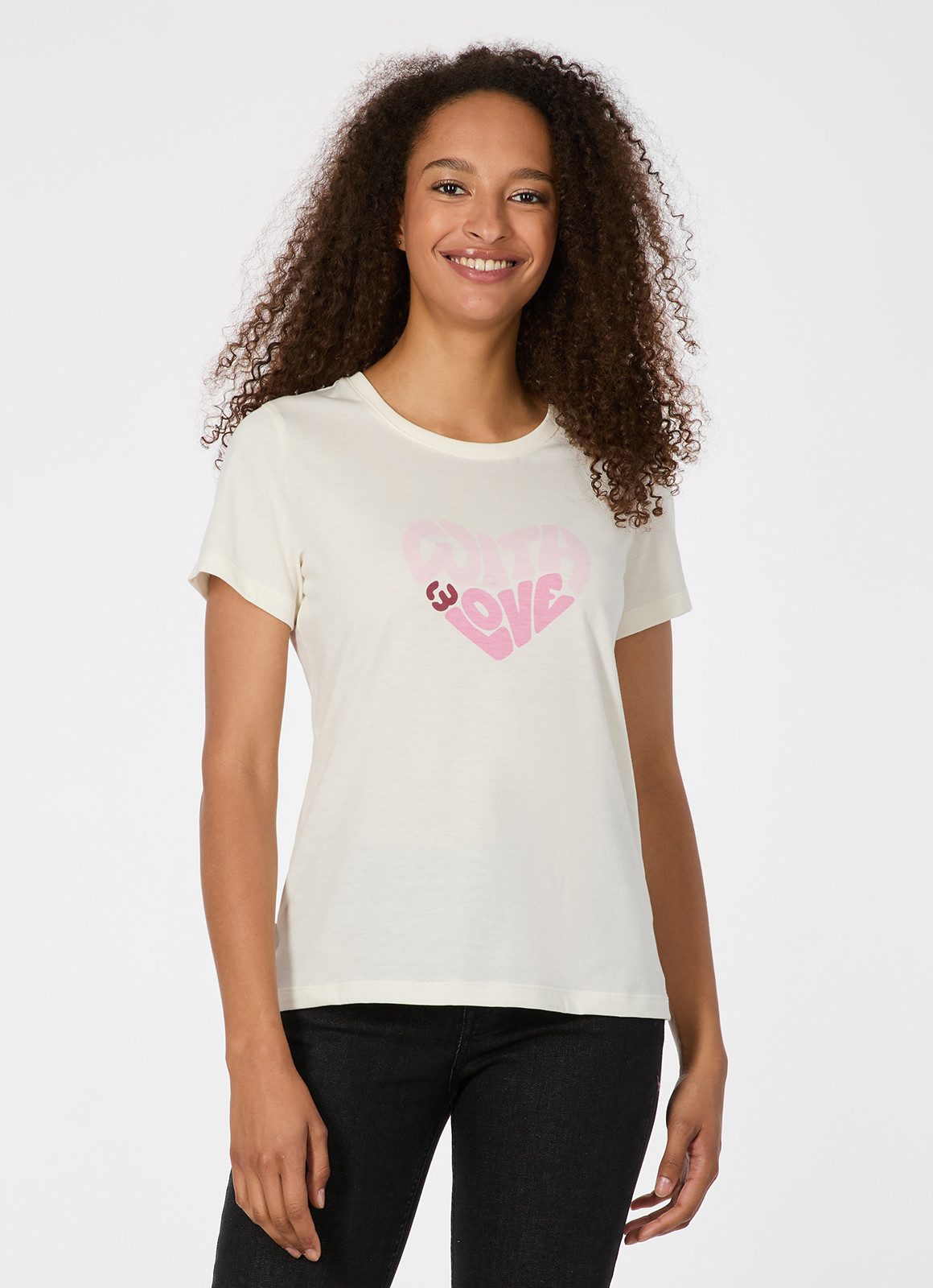 Ragwear Kurzarmshirt MINTTA PP Klassischer Fit mit Herz-Print und softem Finish