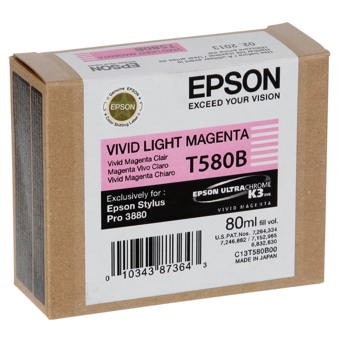 Epson Tintenpatrone vivid light magenta T 580 80 ml T Tintenpatrone