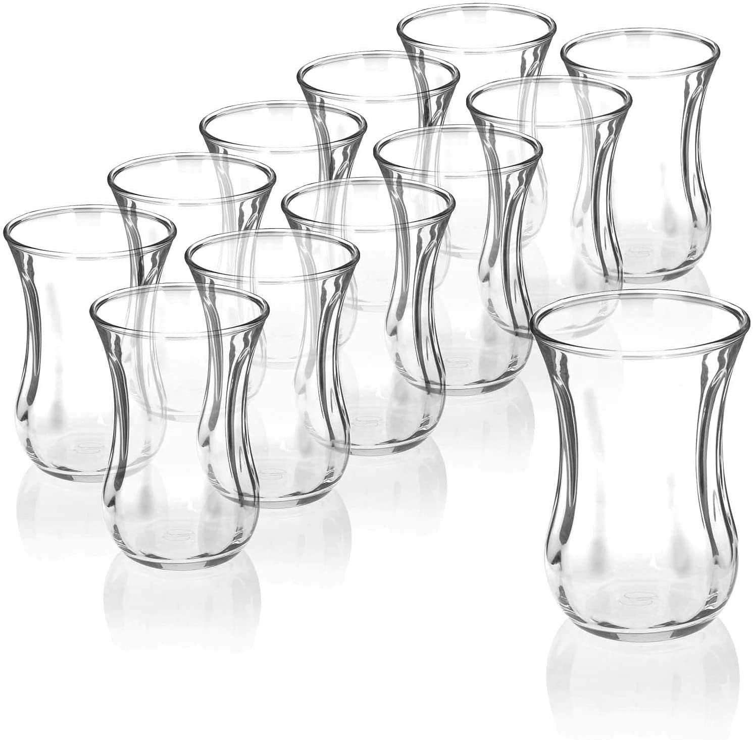 Pasabahce Teeglas Pasabahce 12er-Set 42021 Türkische Teegläser Teeglas Tee Glas "Optik"