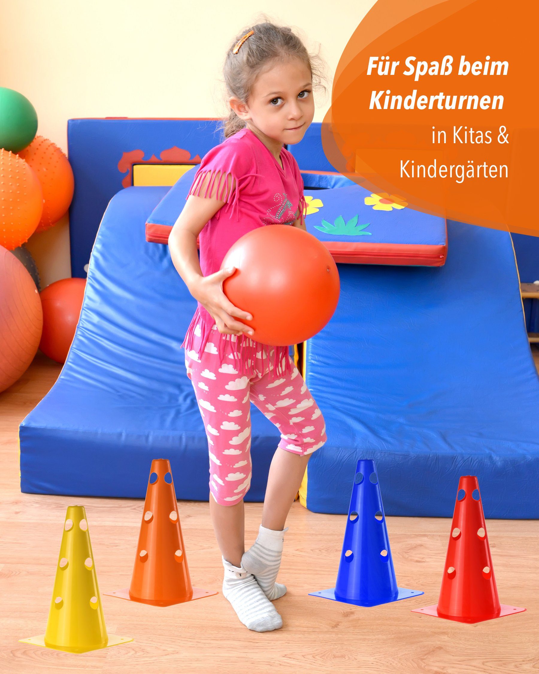 Superhund Markierungshütchen Loch-Markierkegel 30 cm Farbe Orange
