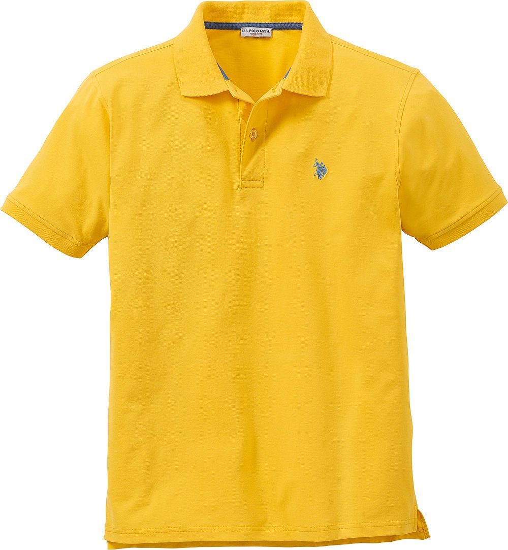 U.S. Polo Assn Poloshirt schöne und im Logo-Stick gelb Piqué-Struktur Kontrastton