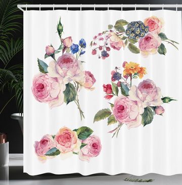 Abakuhaus Duschvorhang Moderner Digitaldruck mit 12 Haken auf Stoff Wasser Resistent Breite 175 cm, Höhe 180 cm, Rose Englisch Wild Roses Bouquet