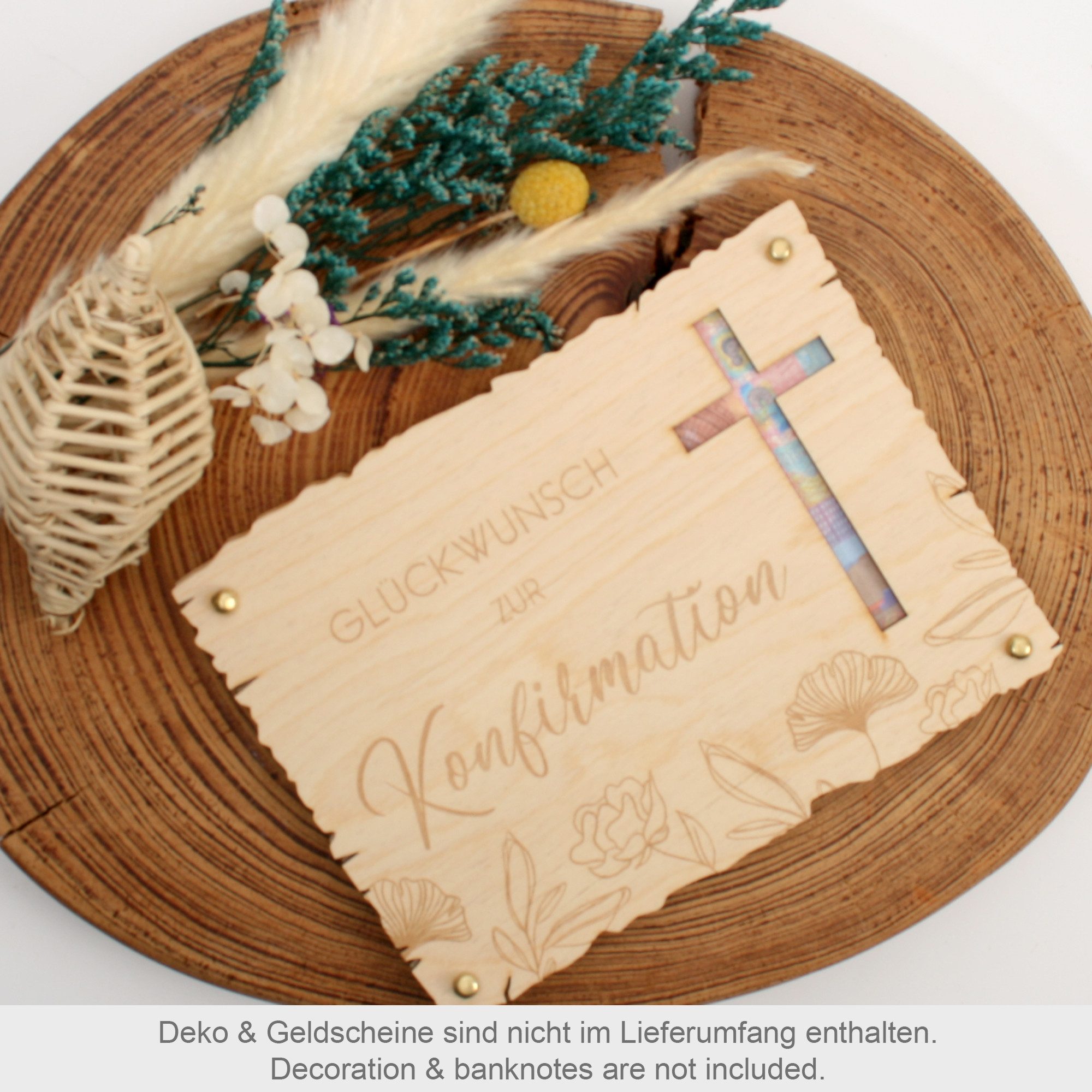 Kreative Feder Glückwunschkarte „Glückwunsch zur Konfirmation“ - Glückwunsch-Karte aus Holz