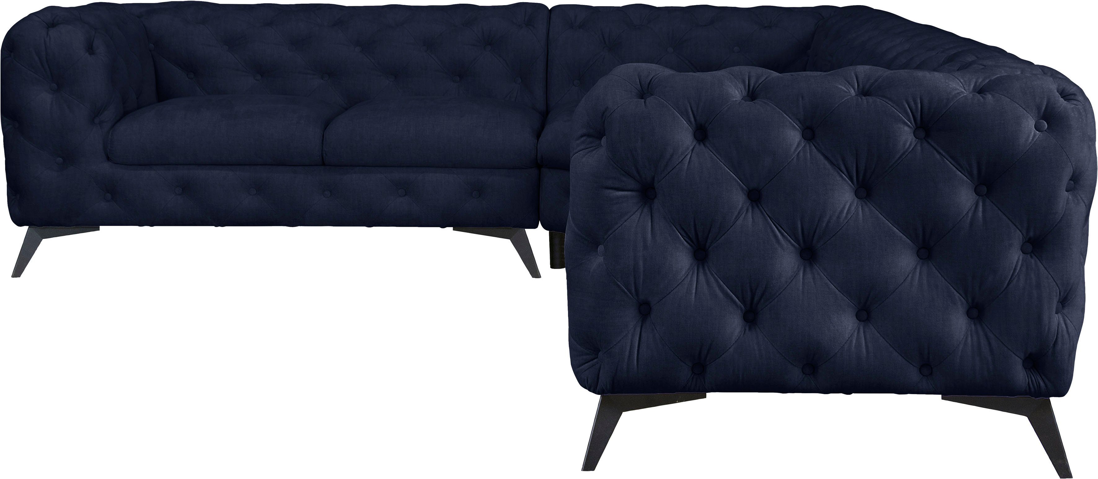 Home affaire Chesterfield-Sofa Ecksofa GLYNIS L-Form mit Wellenunterfederung, Maße B/T/H 323/264/75cm, aufwändige Knopfheftung, moderne Chesterfield Optik, Fußfarbe wählbar