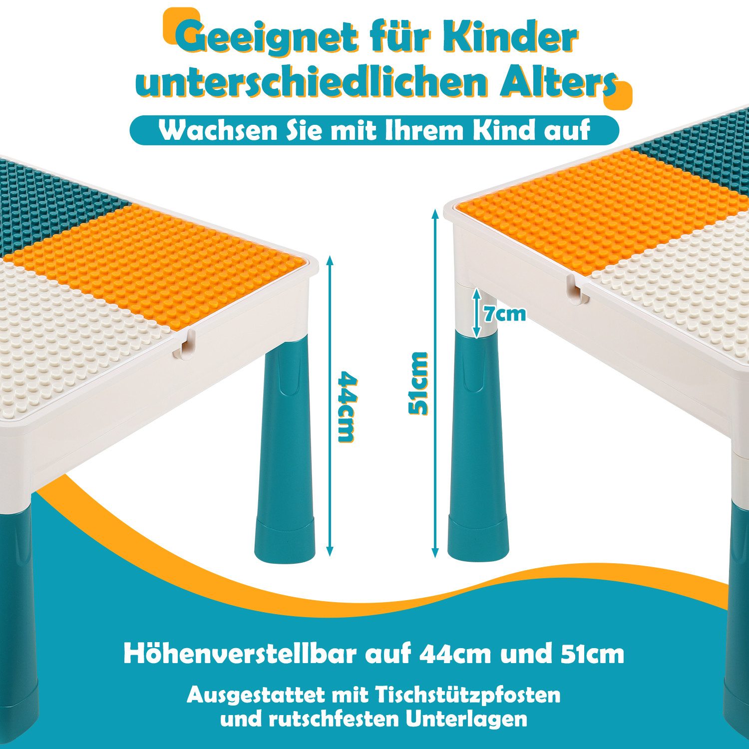 Clanmacy Kindersitzgruppe Kindertisch Spieltisch Kinder mit 251 Bausteine Tisch Bausteine Set, (17-tlg)