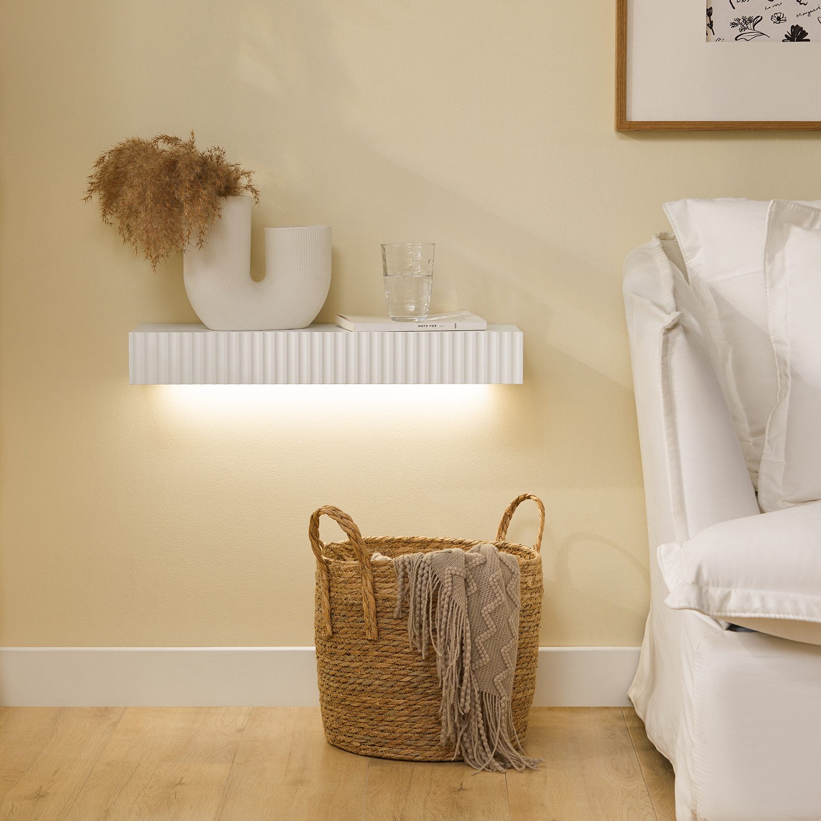 SoBuy Wandregal FHK38, Schweberegal mit Schublade & LED-Bewegungssensor-Lic günstig online kaufen