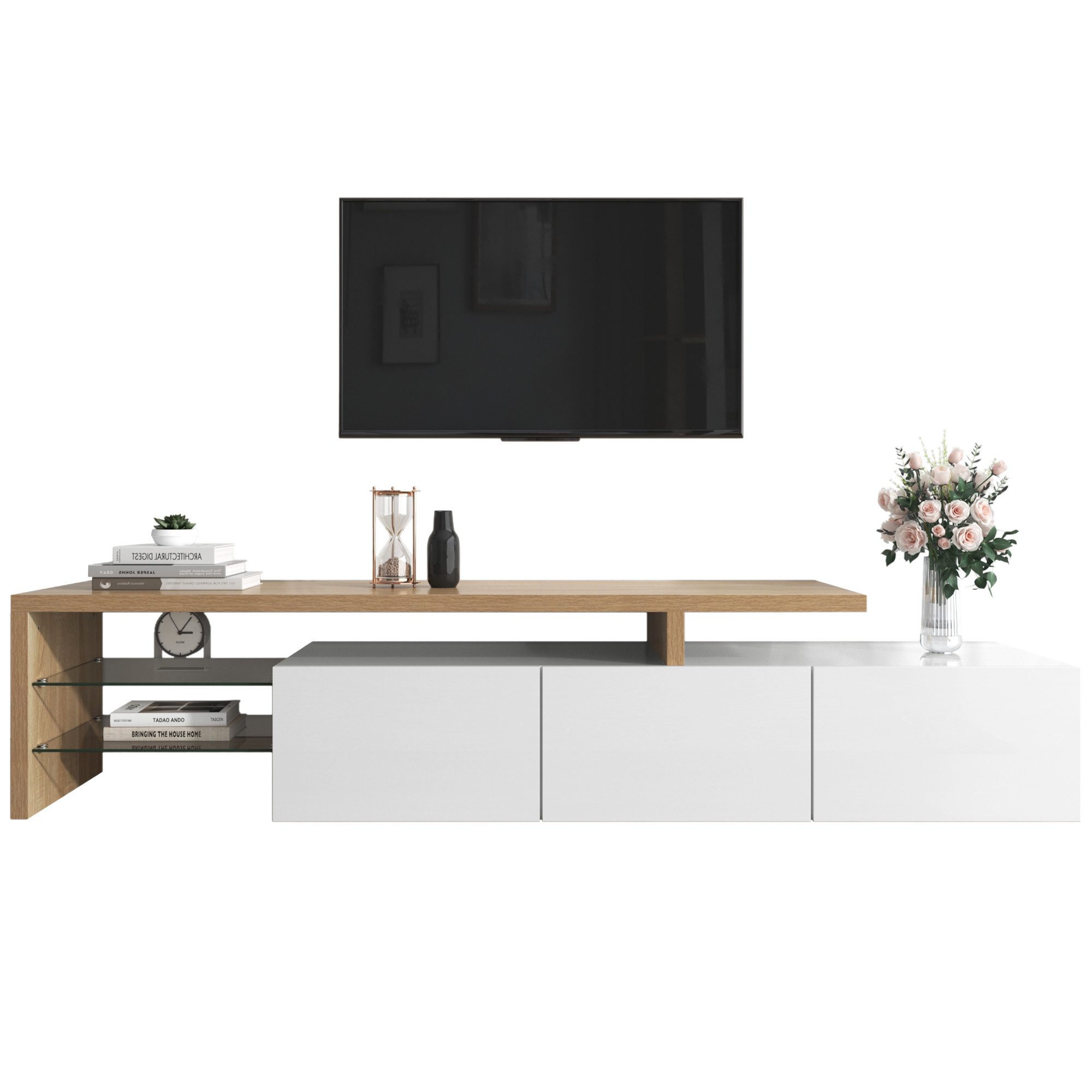 Lowboard Wohnzimmerschrank hochglänzend mit 3 Schränke