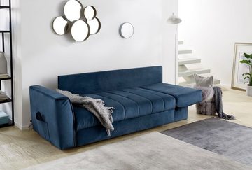 Jockenhöfer Gruppe Schlafsofa, Platzsparendes Sofa mit Gästebettfunktion, Federkernpolsterung und Stauraum
