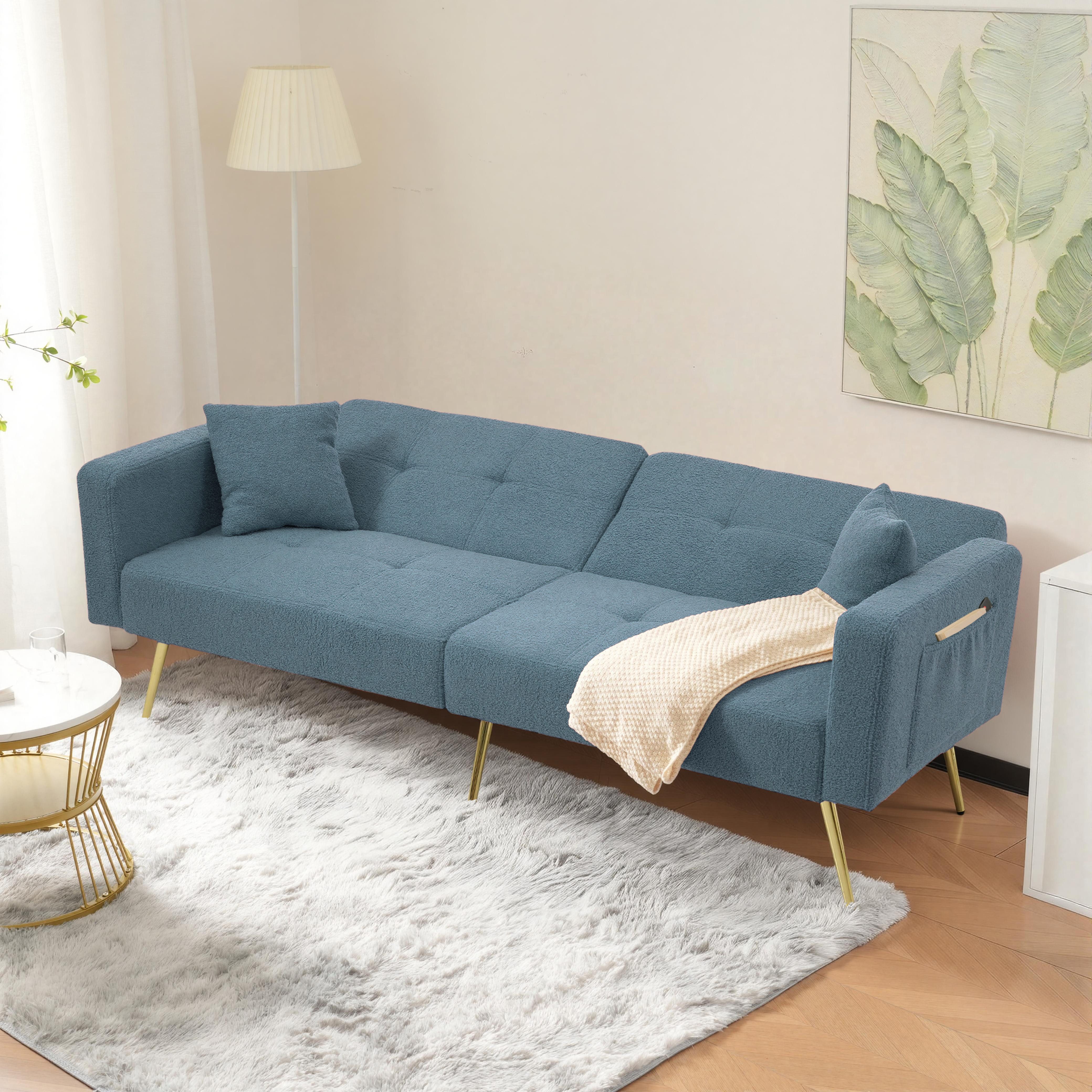OKWISH Schlafsofa mit Bettfunktion, Bettsofa,Klappsofa,Gästebett, verstellbarem Winkel