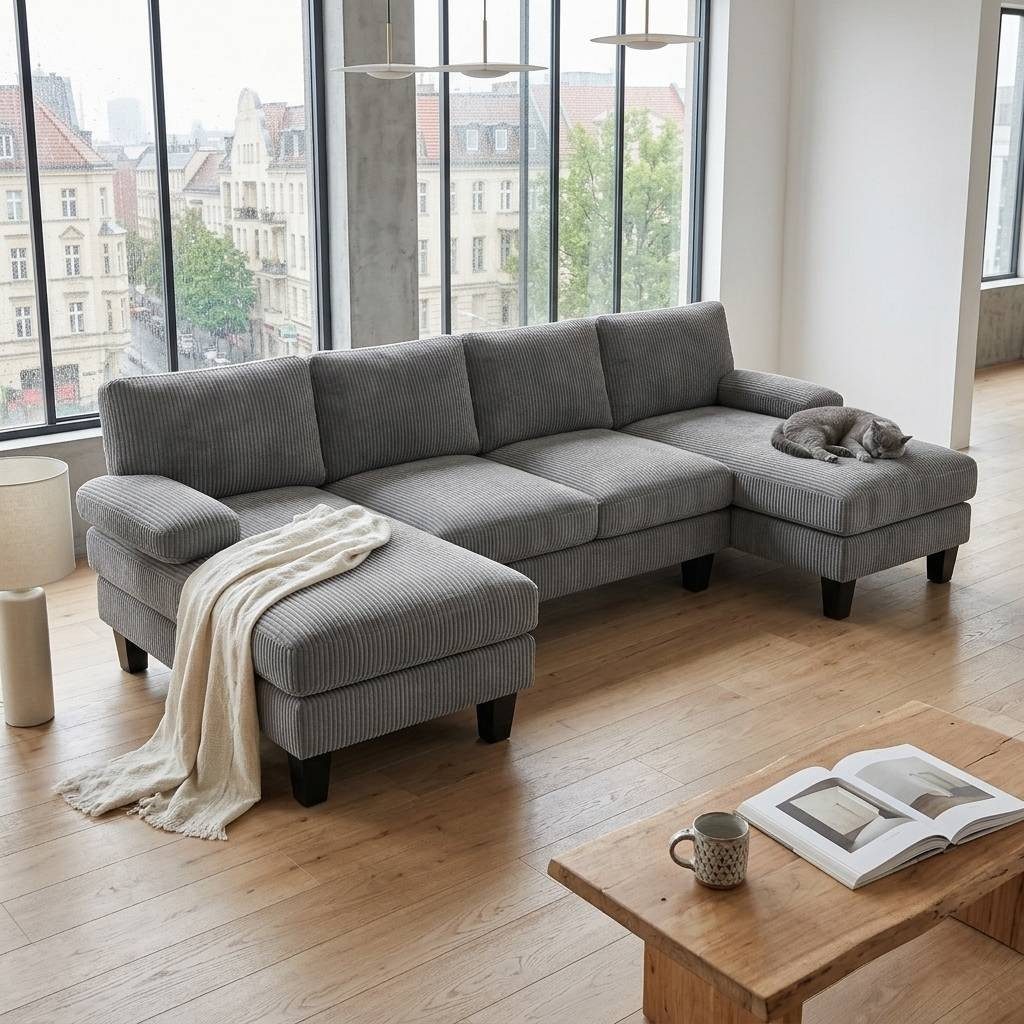 Bealife Ecksofa Soft&Cosy XL Big sofa, U-Form Couch, B:270 CM, mit zwei Chaise-Lounges,stabile Füße und kuschelige Sitzkissen
