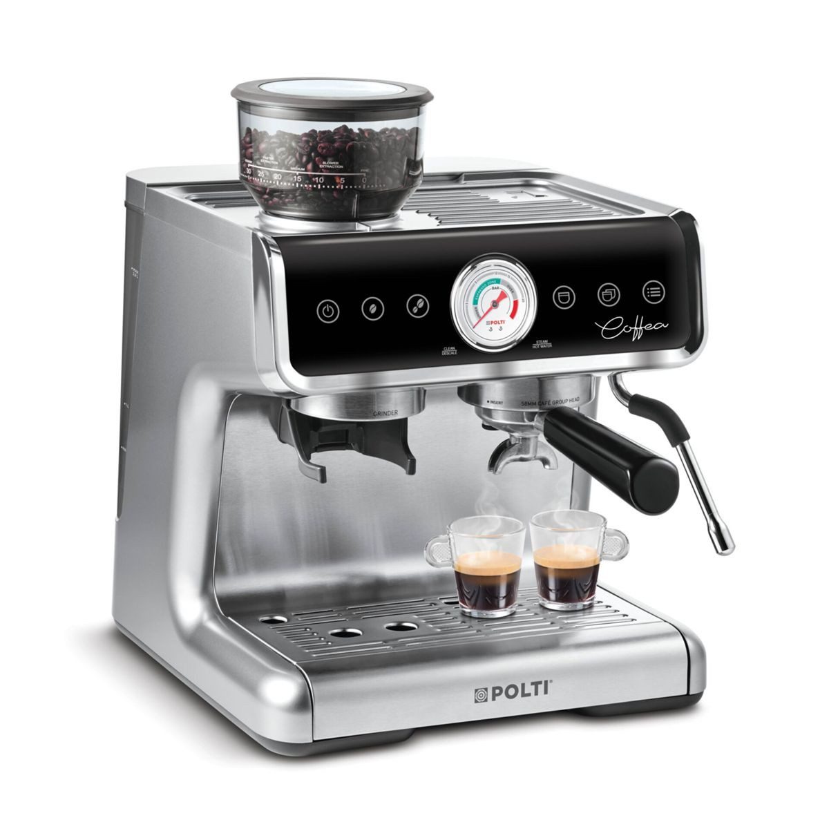 Polti Siebträgermaschine COFFEA G50S Siebträgermaschine mit Mahlwerk