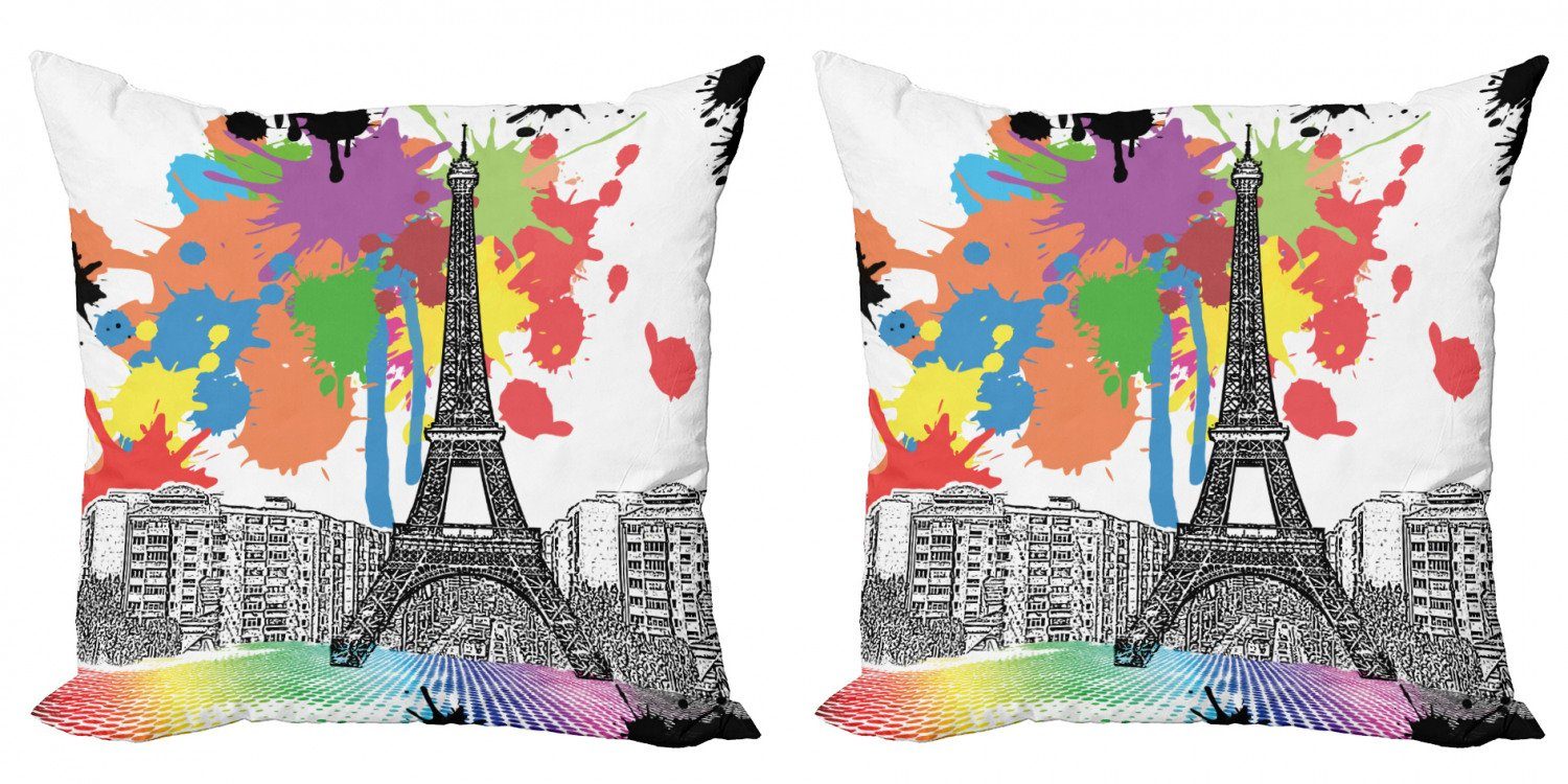 Kissenbezüge Modern Accent Doppelseitiger Digitaldruck, Abakuhaus (2 Stück), Paris Splashing Spots Eiffelturm