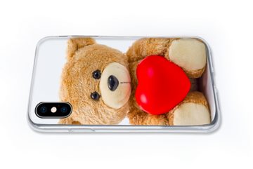 MuchoWow Handyhülle Ein Teddybär zum Valentinstag, Handyhülle Apple iPhone Xs, Smartphone-Bumper, Print, Handy