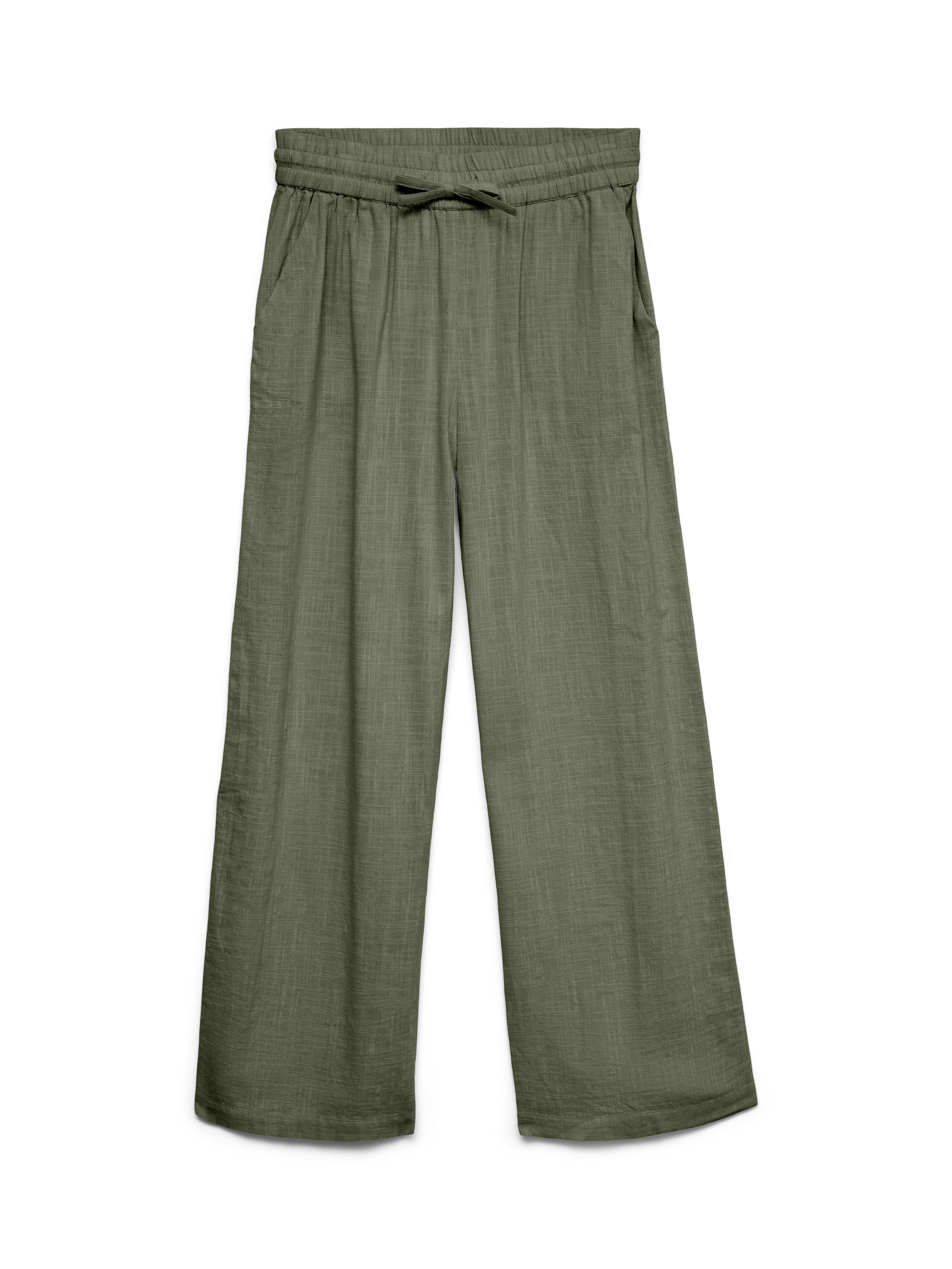 Vero Moda Schlupfhose VMCAIA MW WIDE PANT WVN NOOS Baumwollmischung, oversize, mit Leinen – Bild 4 von 5