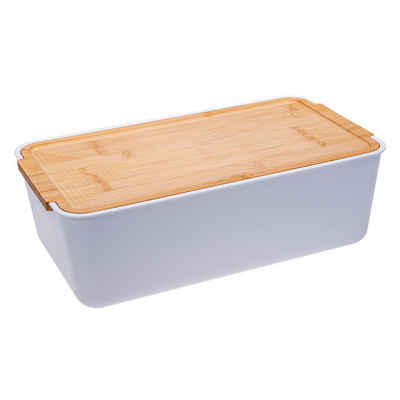 kamelshopping Brotkasten Brotkasten mit Schneidebrett aus Bambus-Holz / Deckel, moderne Brotbox mit Deckel aus hochwertigem Kunststoff