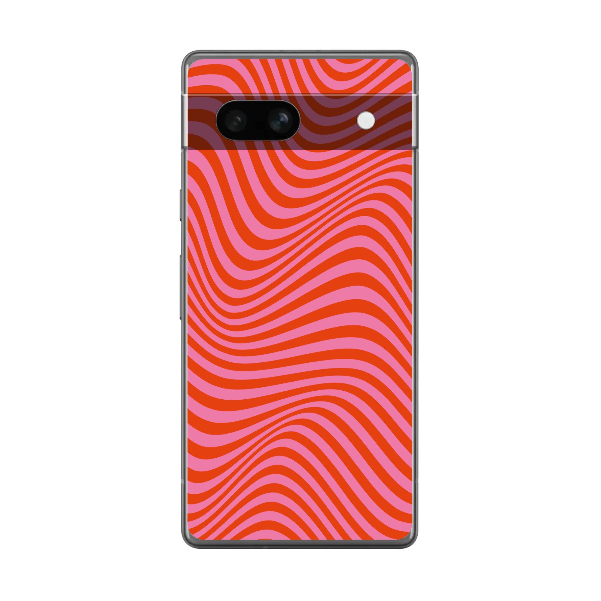 MuchoWow Handyhülle für Google Pixel 7a Wellenförmiges Muster - Rot - Rosa - Linien, Handy Case, Silikon, Bumper Case Dünn