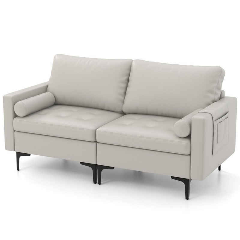 COSTWAY 2-Sitzer, Sofa, 2 tlg, gepolstert, mit Rückenkissen & Lehne,150cm