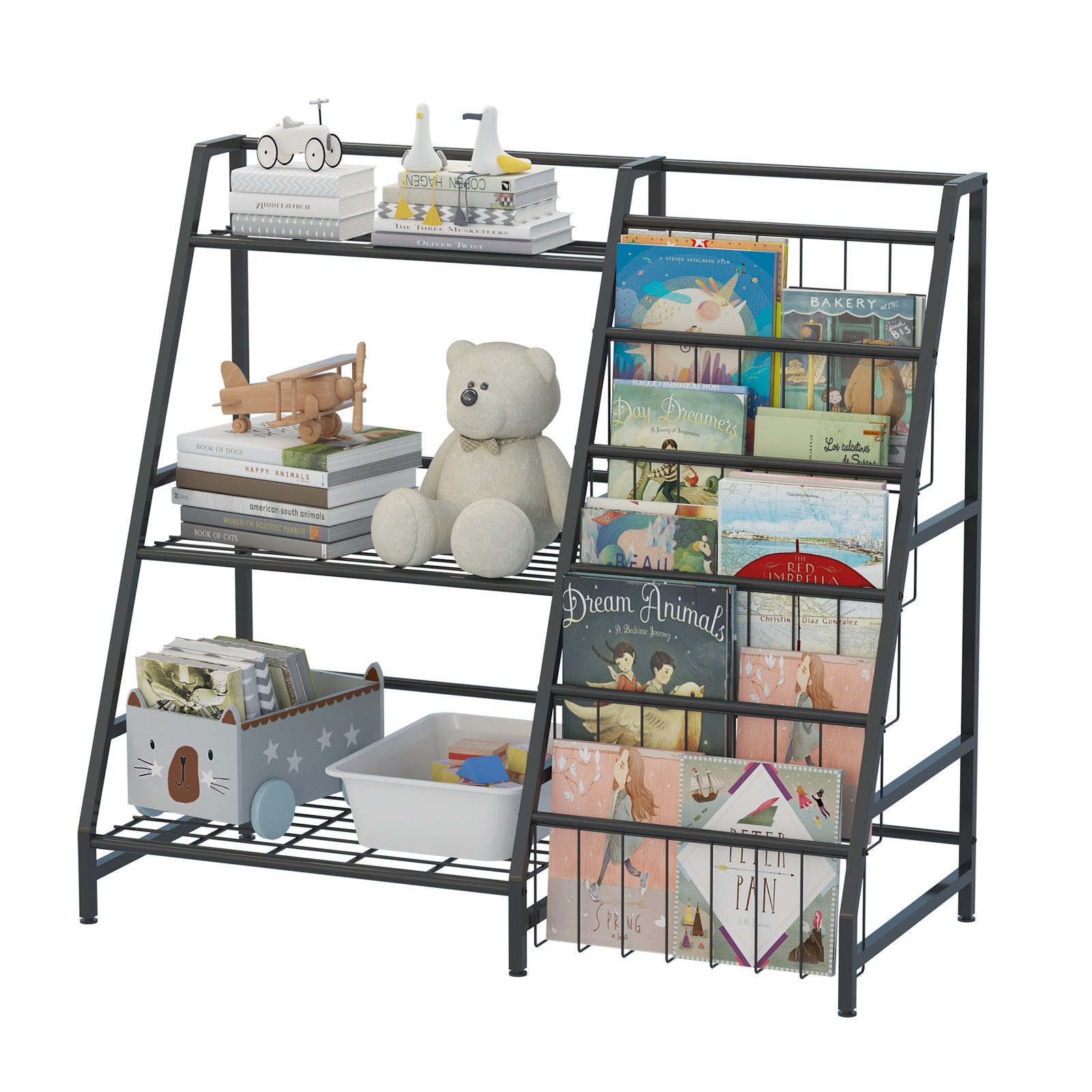 radelldar Kinderregal Bücherregal Kinder Metall mit 5 Fächern und 3 Ablage, günstig online kaufen