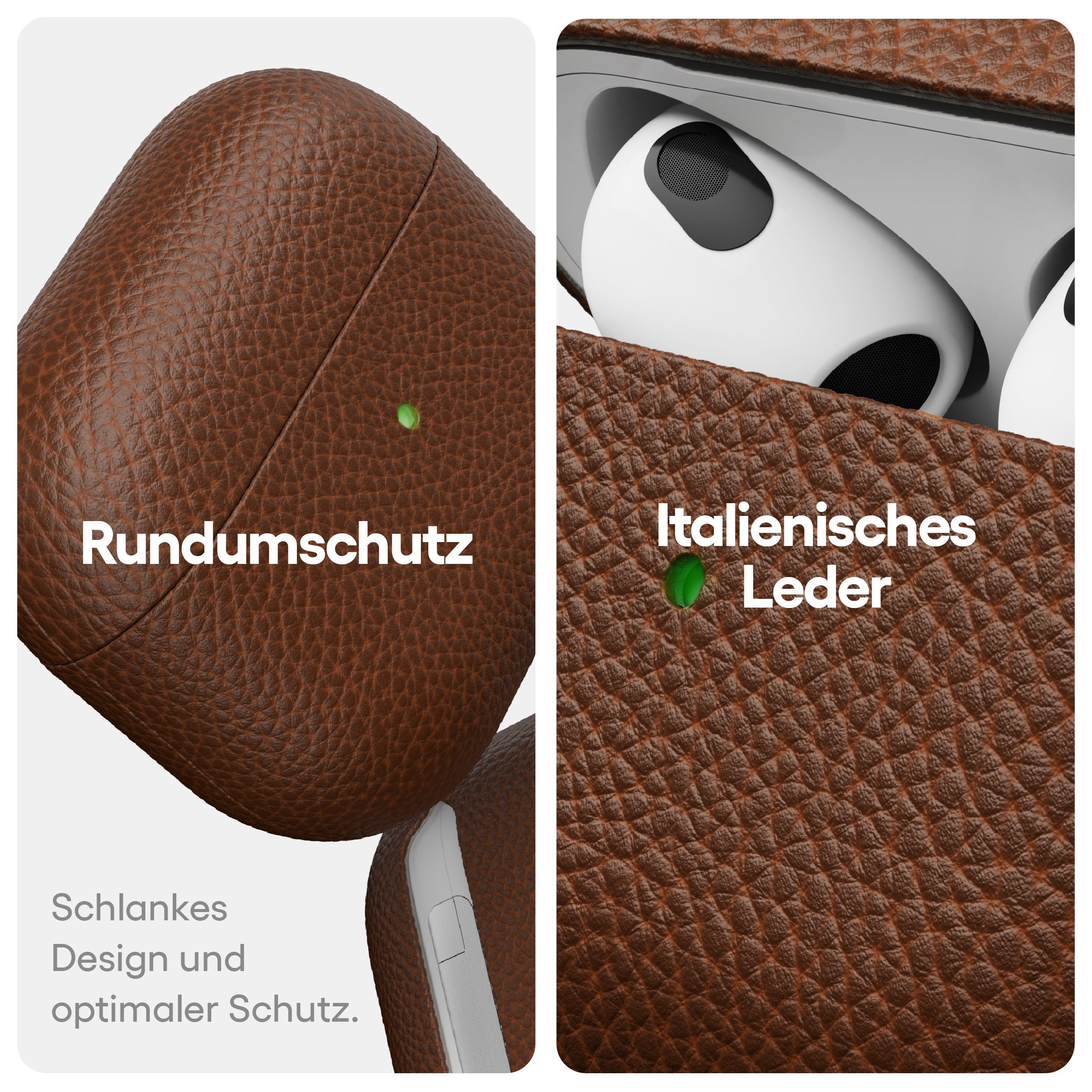 KeyBudz Kopfhörer-Schutzhülle Artisan Leder Schutzhülle für AirPods 3. Generation, hochwertiges Echtleder – Bild 4 von 5