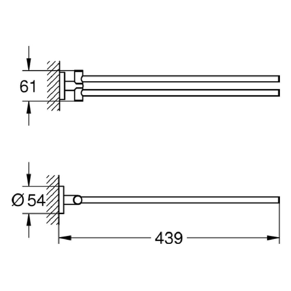 Grohe Doppelhandtuchhalter Handtuchhalter Essentials 2-armig schwenkbar Metall 439mm Chrom, 2-armig, schwenkbar