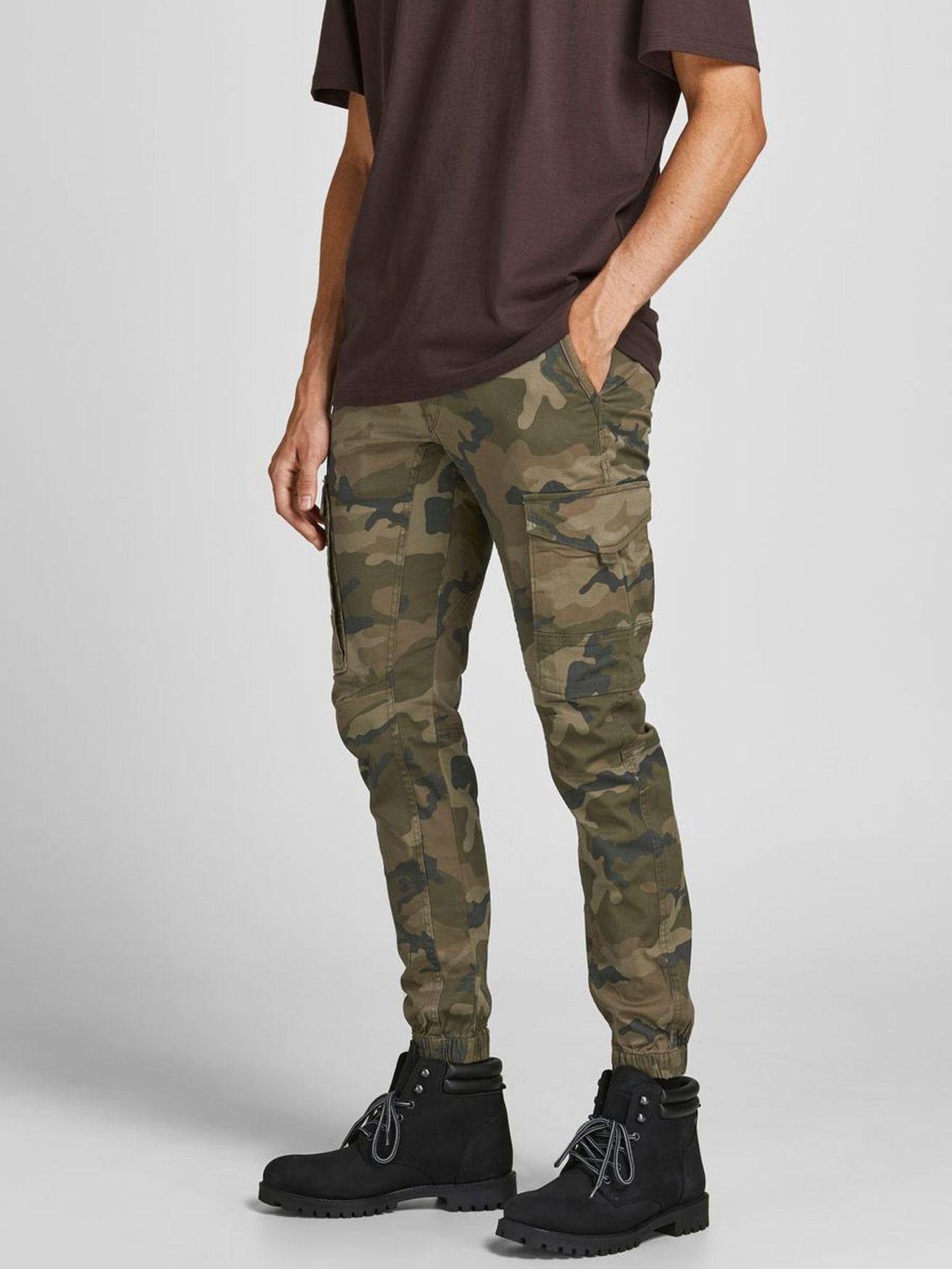 Jack & Jones Cargohose Hose Cargo Jogger Pants PAUL FLAKE AKM 542 Twill Gummibund 3468 in Camo Grün