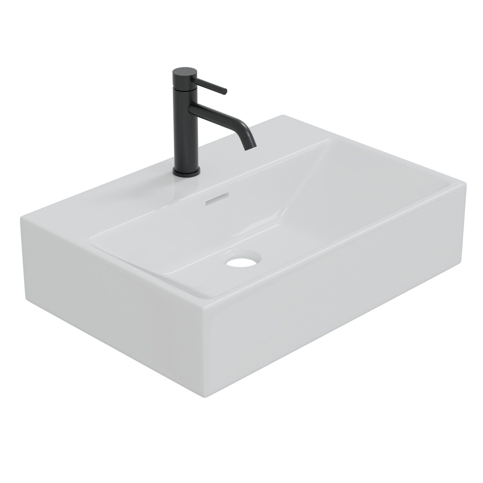 HAGO Waschbecken Keramik 51x36x13cm weiß eckig günstig online kaufen