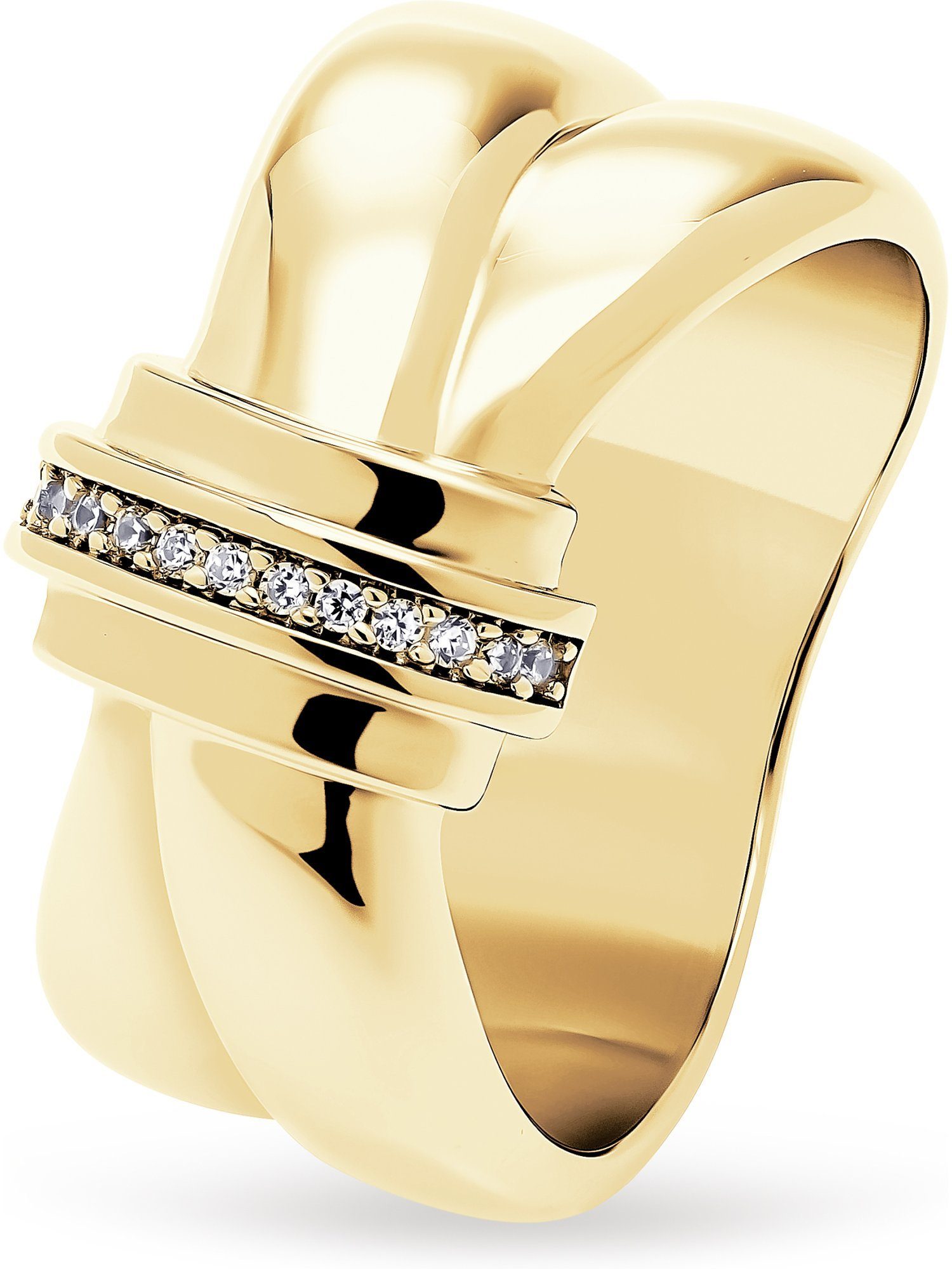 synthetisch gelbgold Zirkonia, Silberring JETTE Zirkonia, 13 Damen-Damenring 925er JETTE Silber