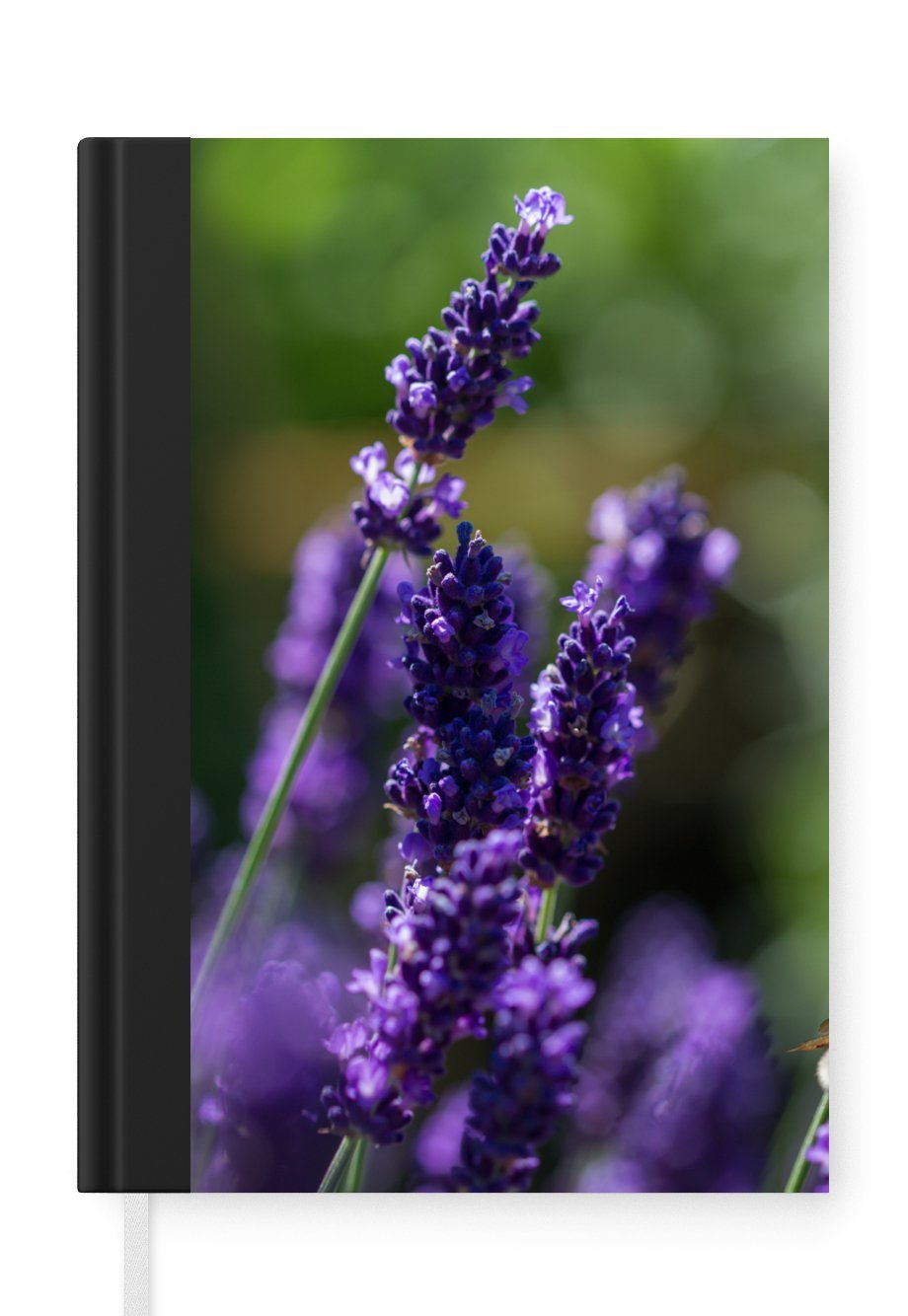 MuchoWow Notizbuch Nahaufnahme von Lavendel vor einem grünen Hintergrund, Journal, Merkzettel, Tagebuch, Notizheft, A5, 98 Seiten, Haushaltsbuch